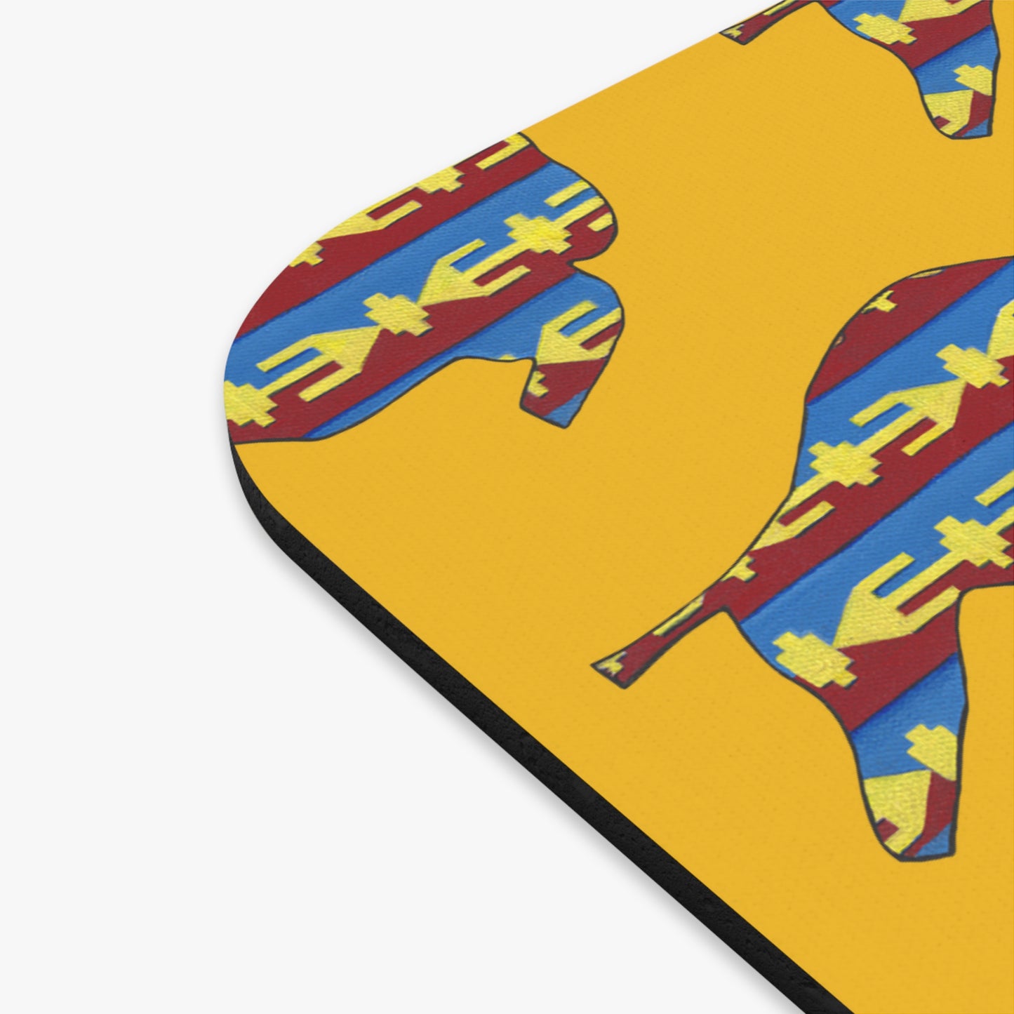 Mouse Pad (Rectangle), Yellow, Osage Design, Bison, Native American