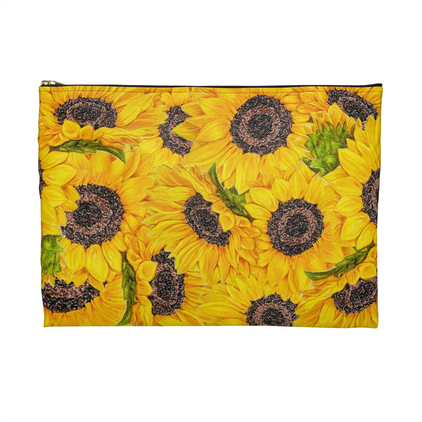 Accessory Pouch, Sunflower Theme, Oklahoma Wildflower, Yellow Floral, Sunflower Art