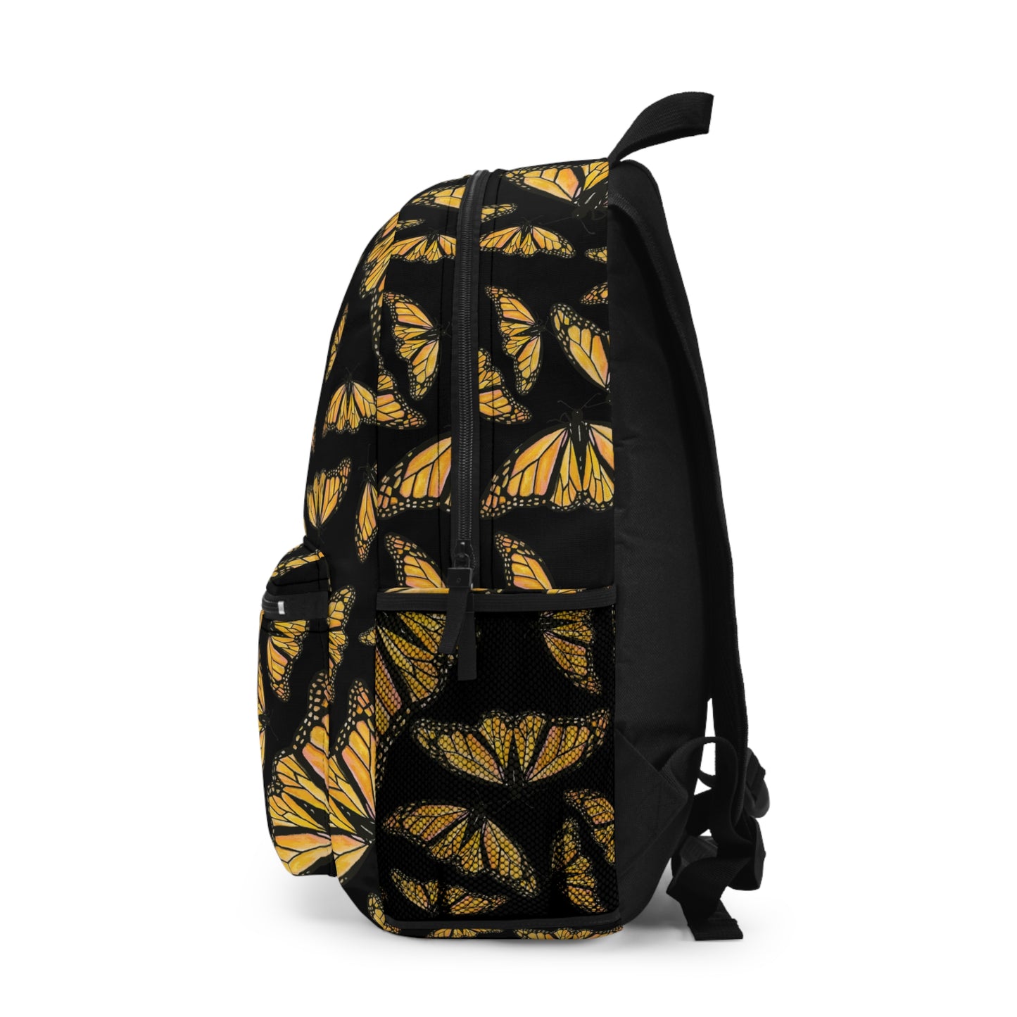 Butterfly Pattern on Black Backpack - Stylish and Unique Accessory for Nature Lovers