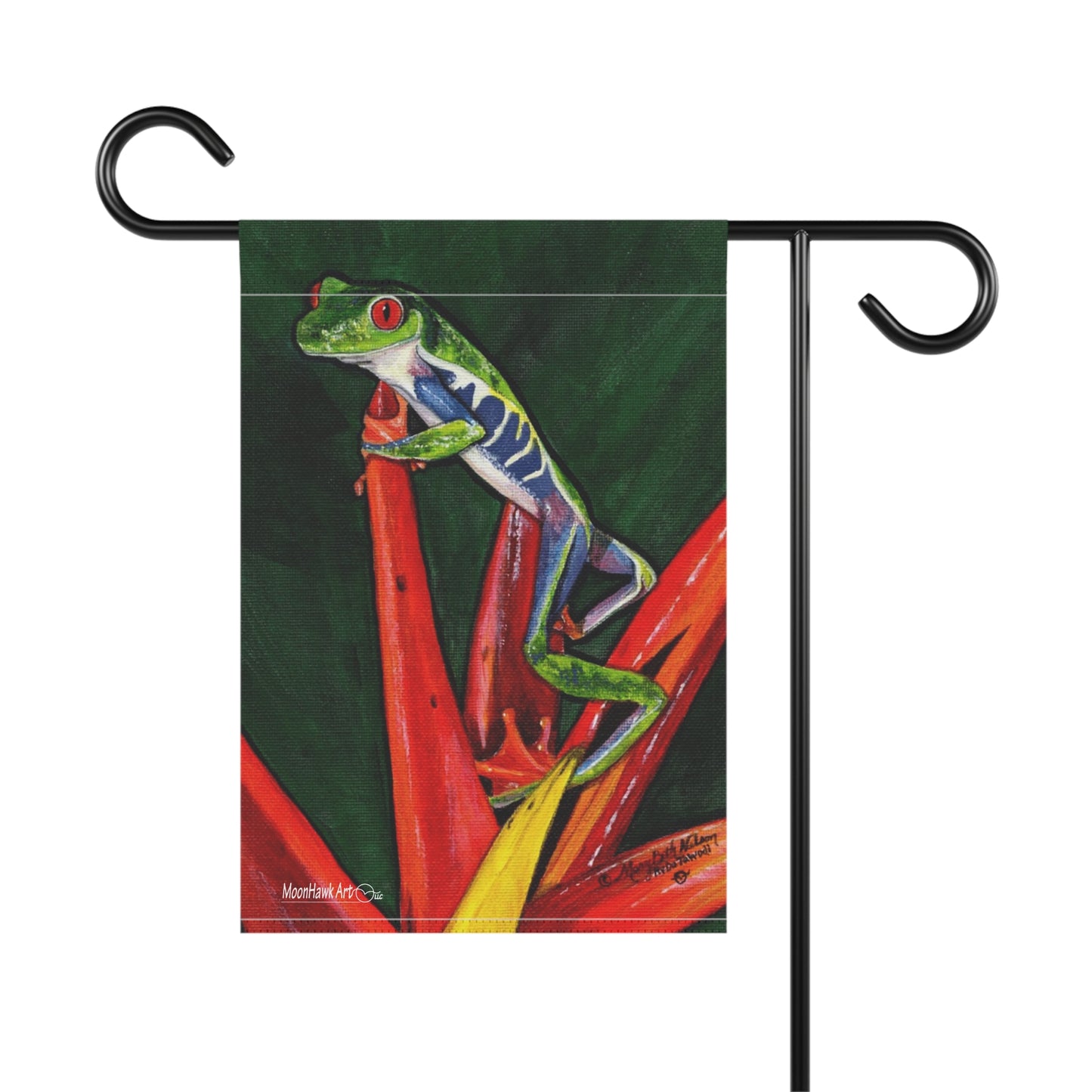 Garden & House Banner, Red Eyed Leaf Frog on Bird of Paradise