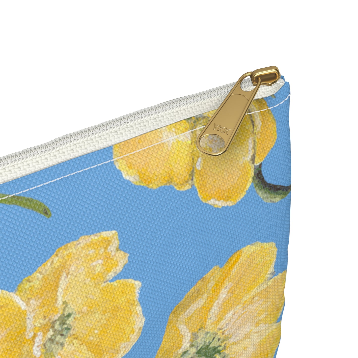 Accessory Pouch, Buttercups, Light Blue Background, Oklahoma Wildflower, Yellow Floral