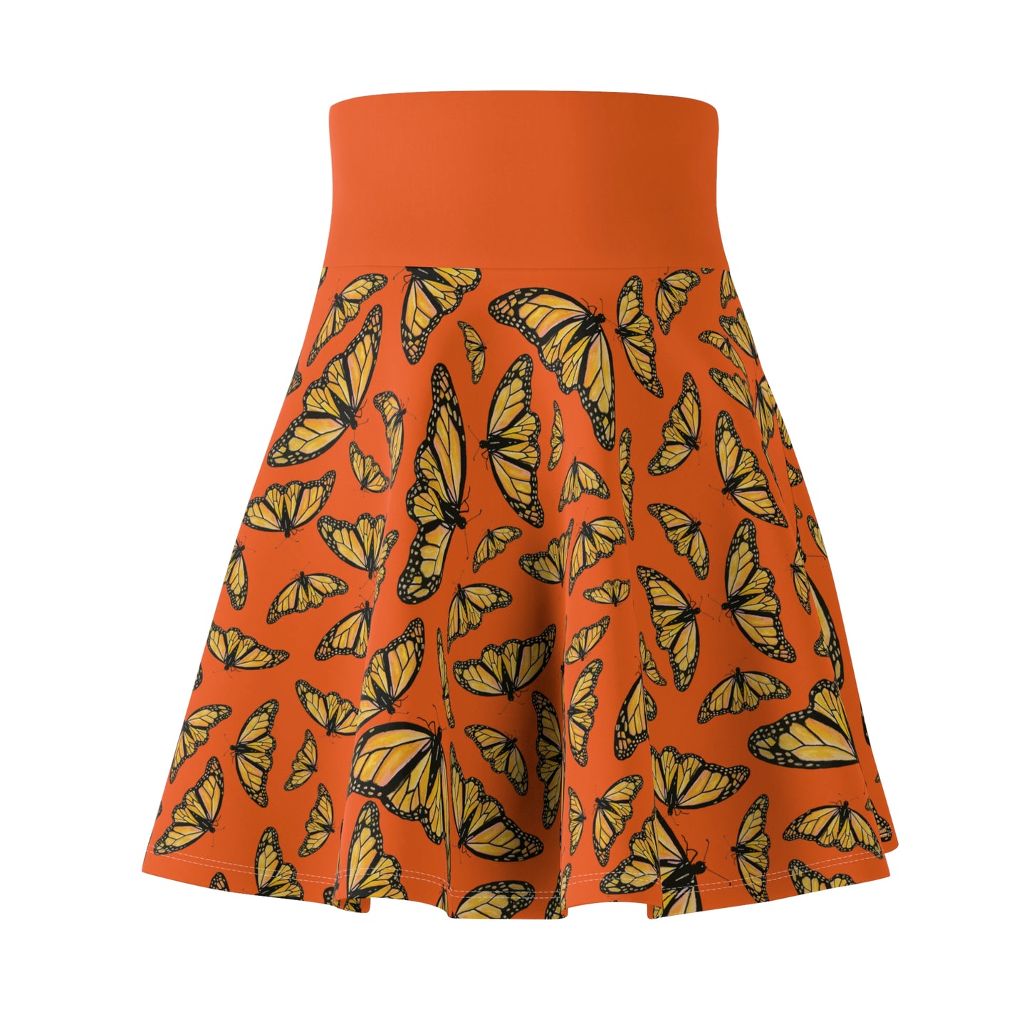 Women's Skater Skirt, Monarch, Orange Background, Butterfly, Kamama