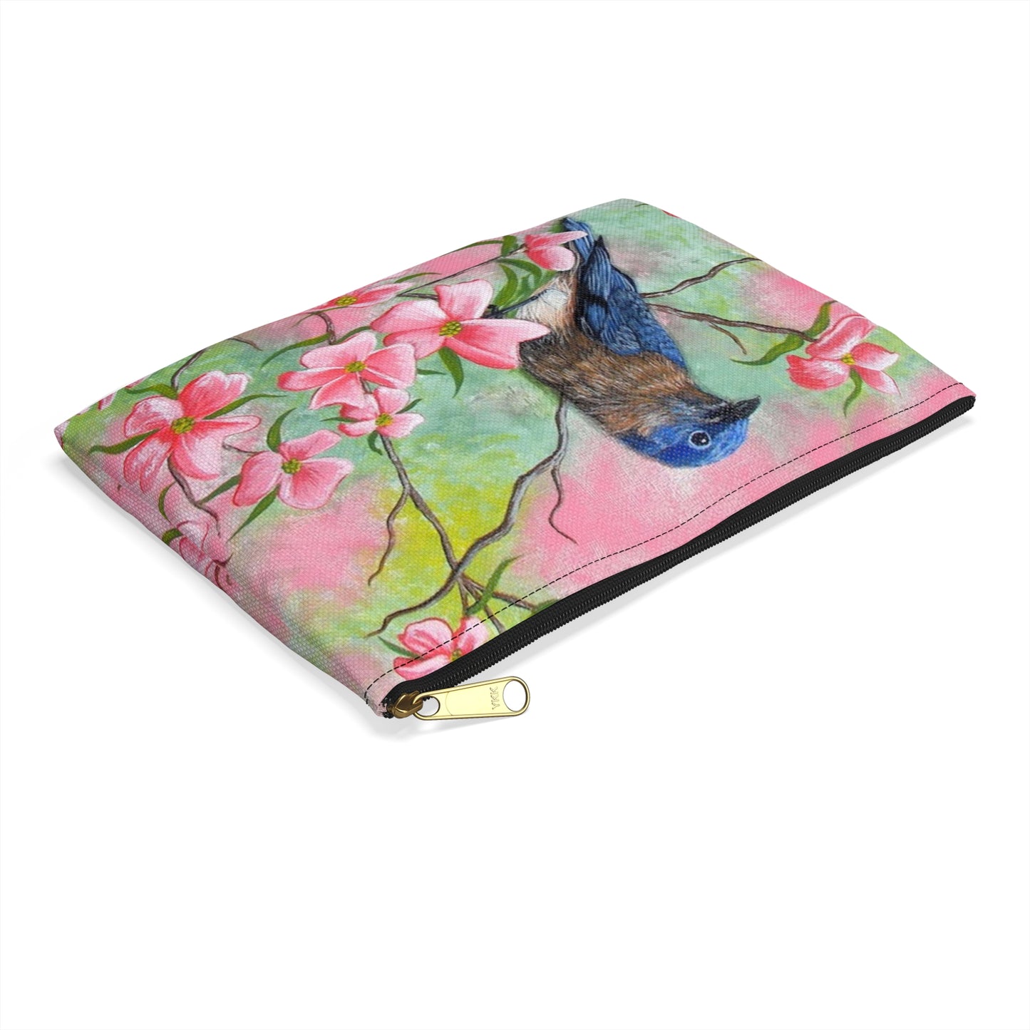Accessory Pouch, Eastern Bluebird, Dogwood, Pretty In Pink, Wild Bird, Songbird, Oklahoma