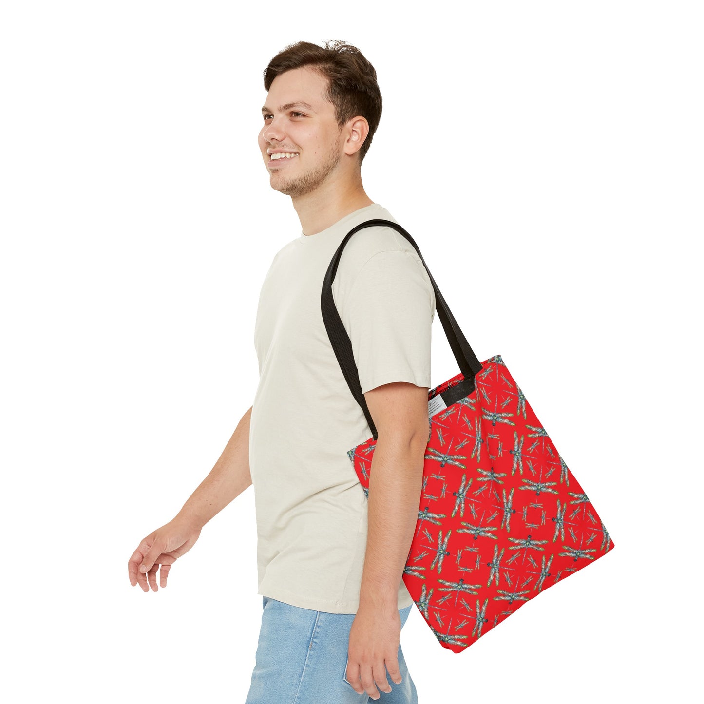 Tote Bag, Dragonfly, Red, Native American Design