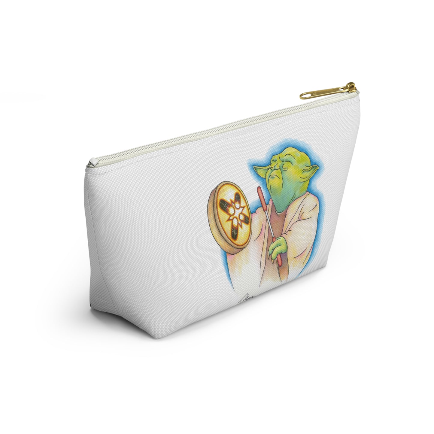 Accessory Pouch w T-bottom, Alien Playing Native Hand Drum, Native American, Native Humor, Pop Art