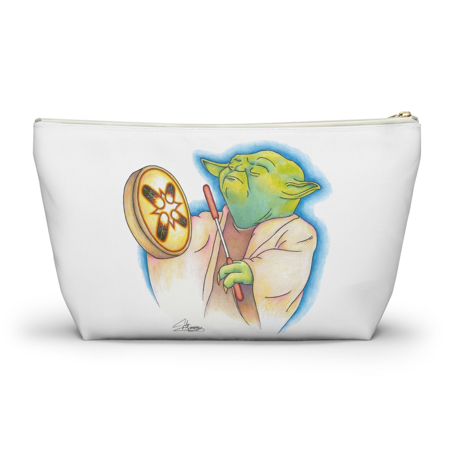 Accessory Pouch w T-bottom, Alien Playing Native Hand Drum, Native American, Native Humor, Pop Art