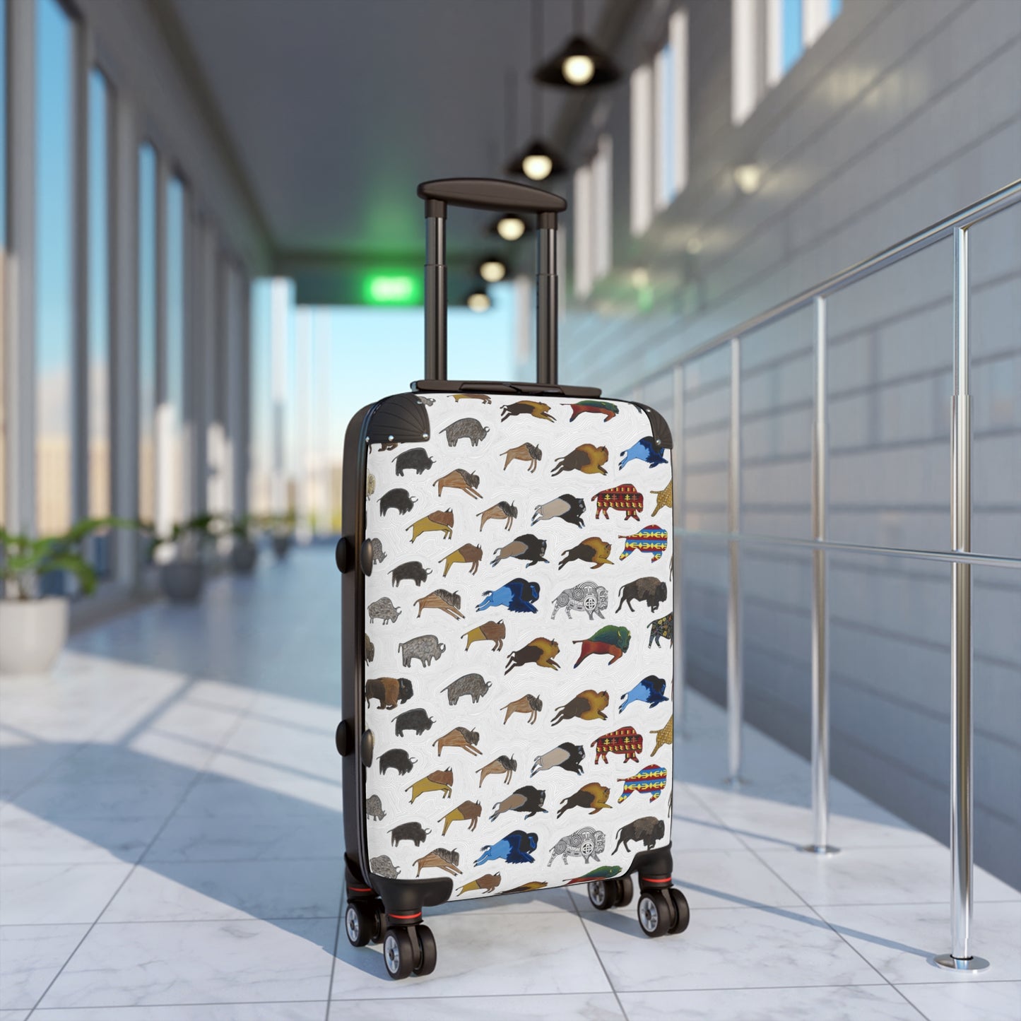 Suitcase, White, Bison Transition, Buffalo, Native American, Luggage, Carry On
