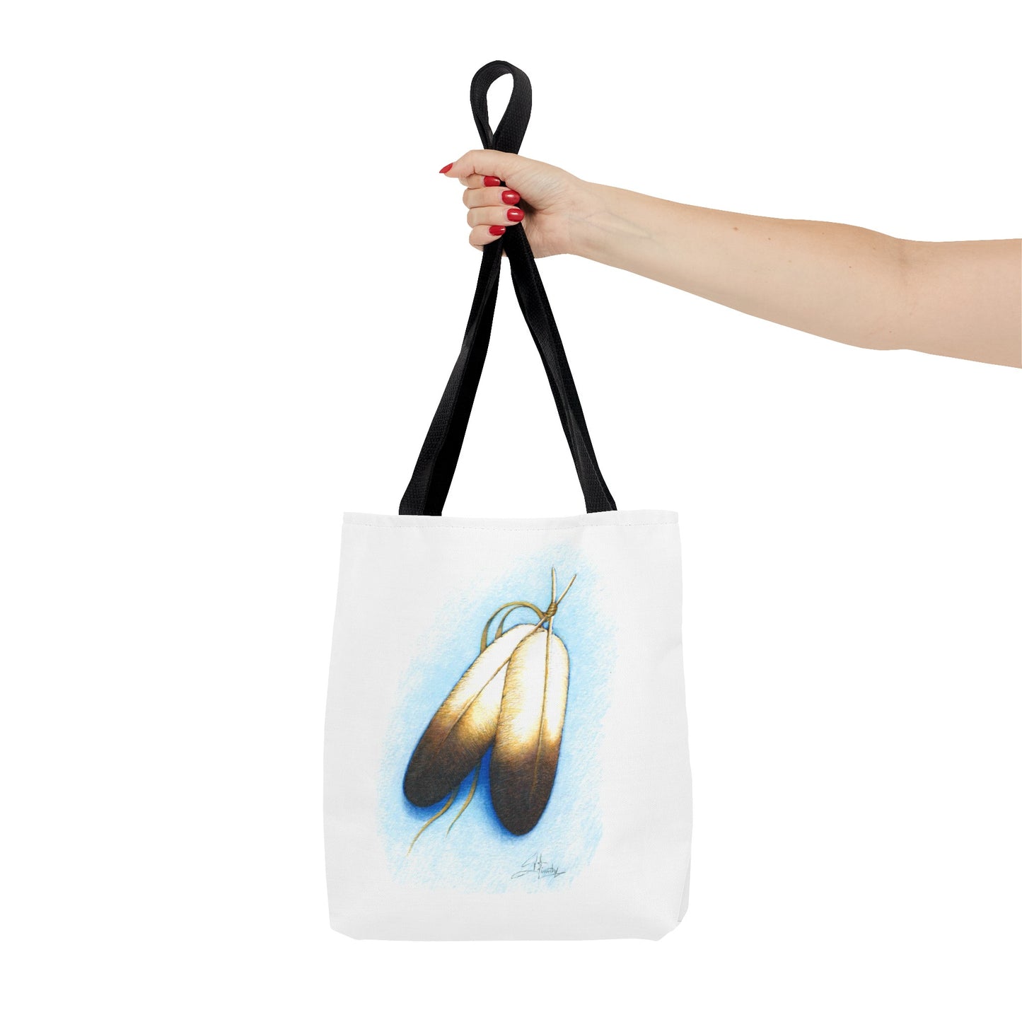Double Feather Tote Bag, Native American design, book bag, powwow tote bag