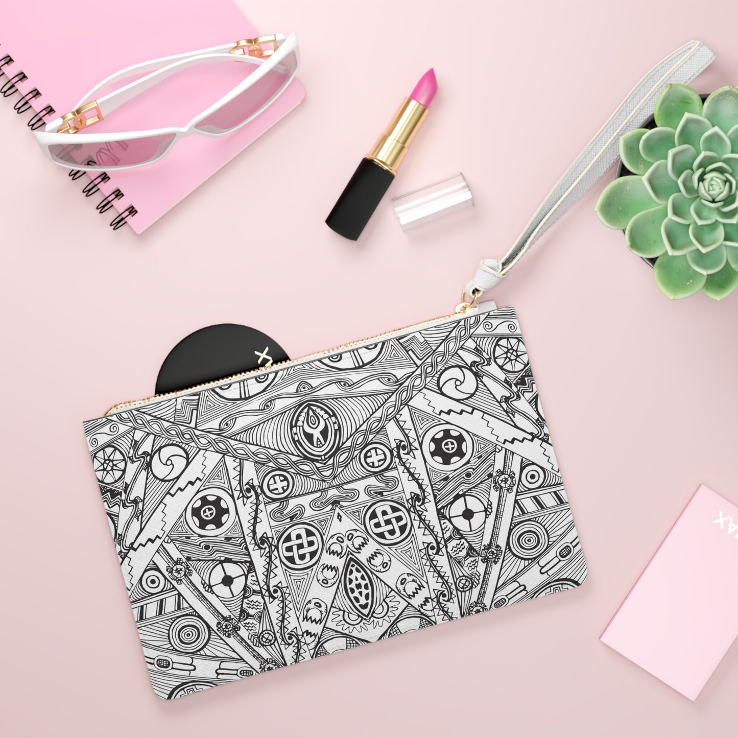 Black and White Tribal Motif Clutch Bag