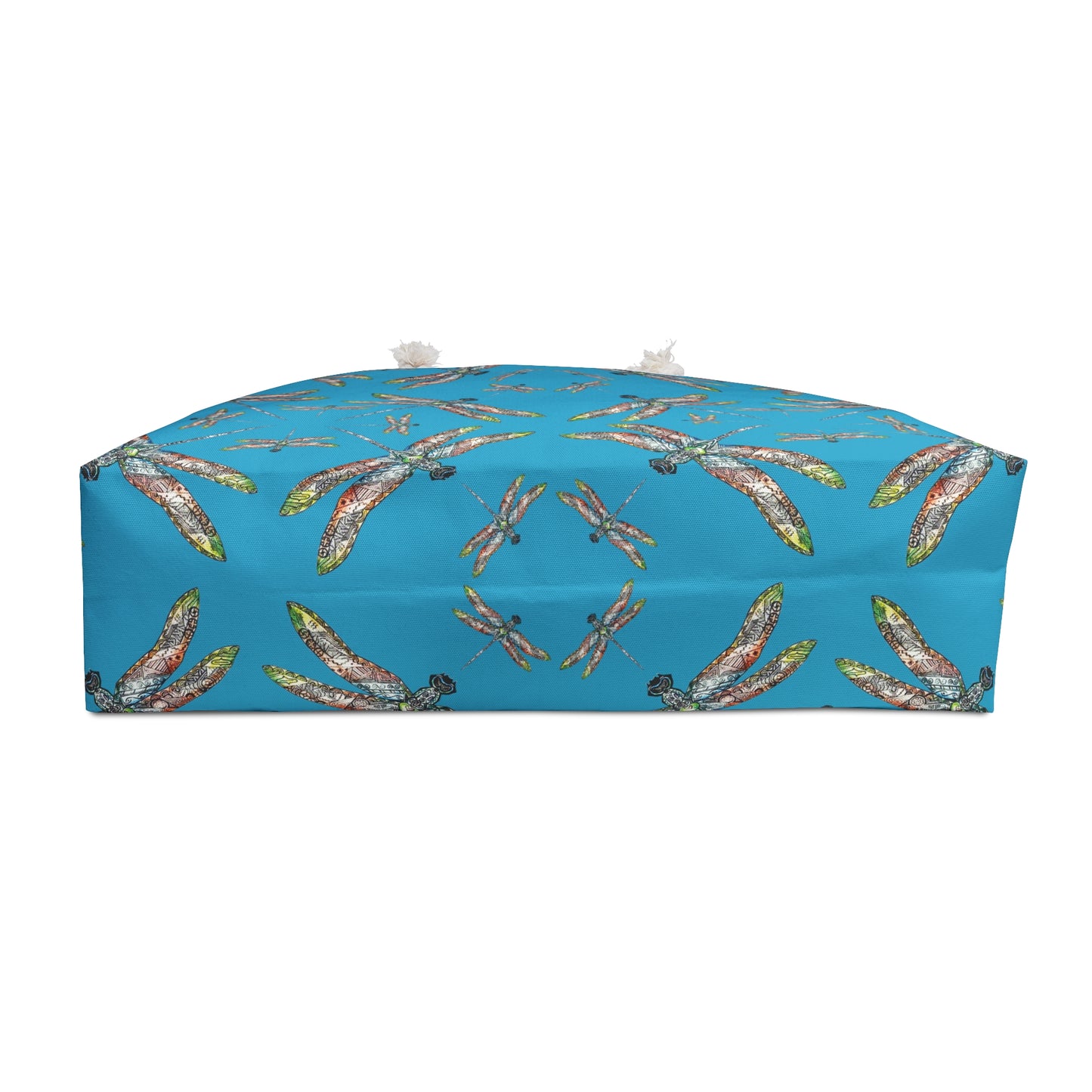 Dragonfly Weekender Bag, Large tote, Powwow bag, Turquoise color background, Native American design, Carry all