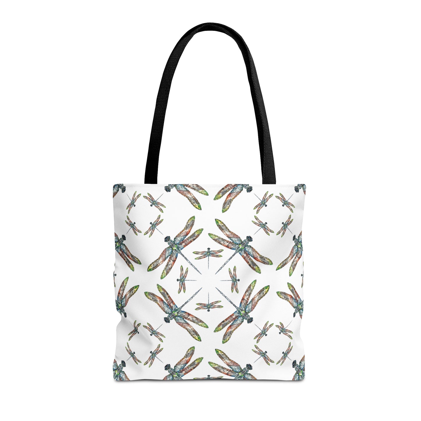 Dragonfly Tote Bag, White, Shoulder bag, Powwow tote, Carry all