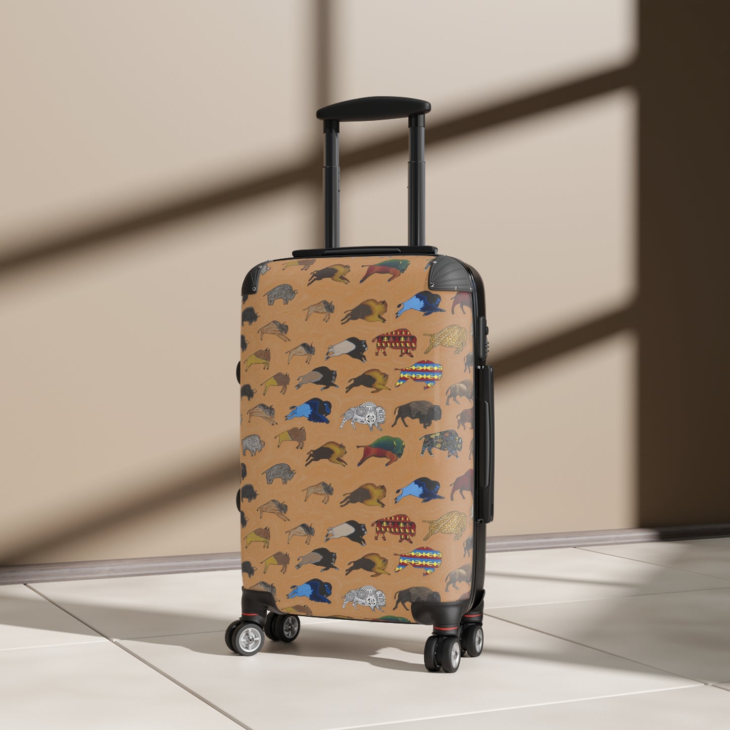 Suitcase, Brown, Bison Transition, Buffalo, Native American, Luggage, Carry On