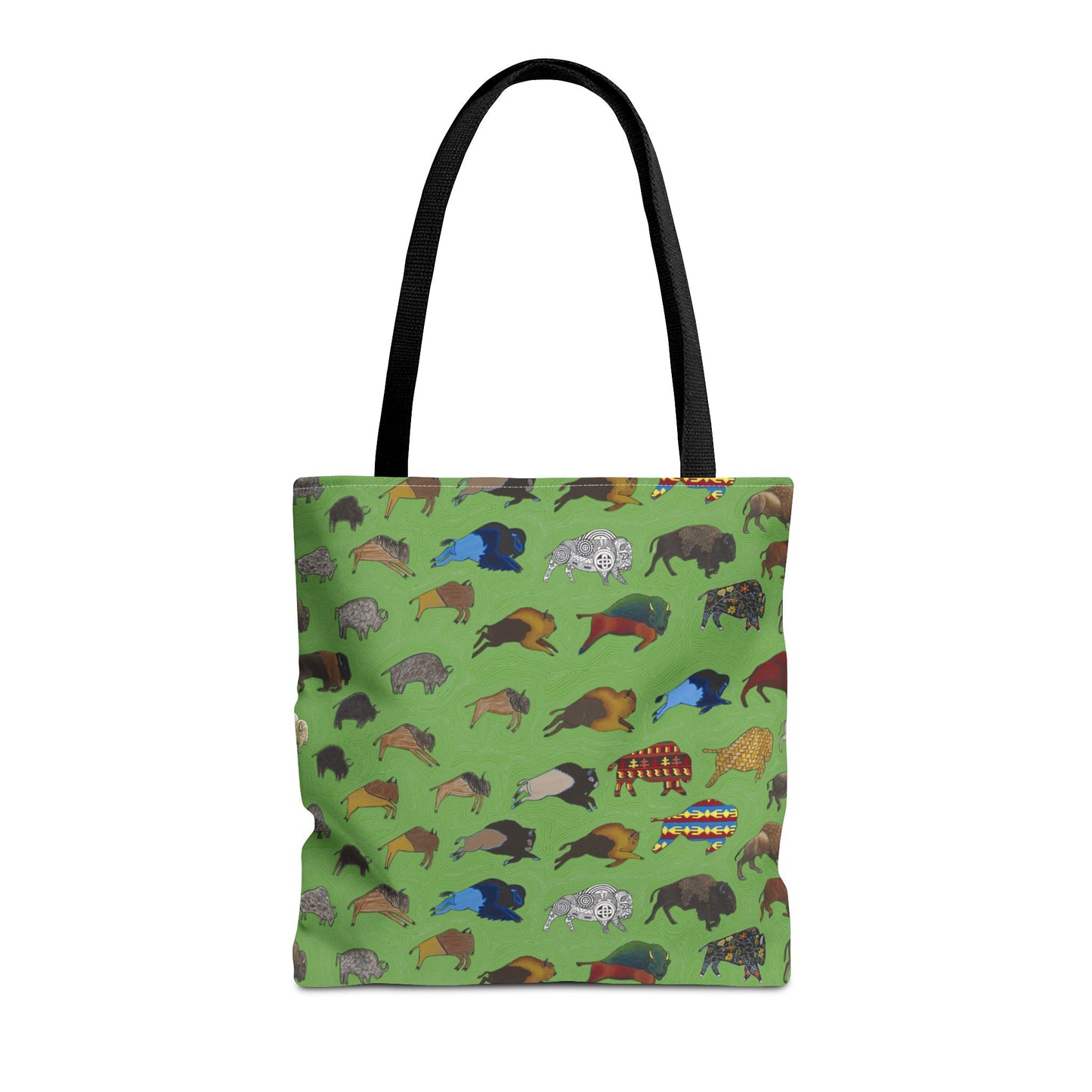Tote Bag, Green, Bison Transition, Buffalo, Native American