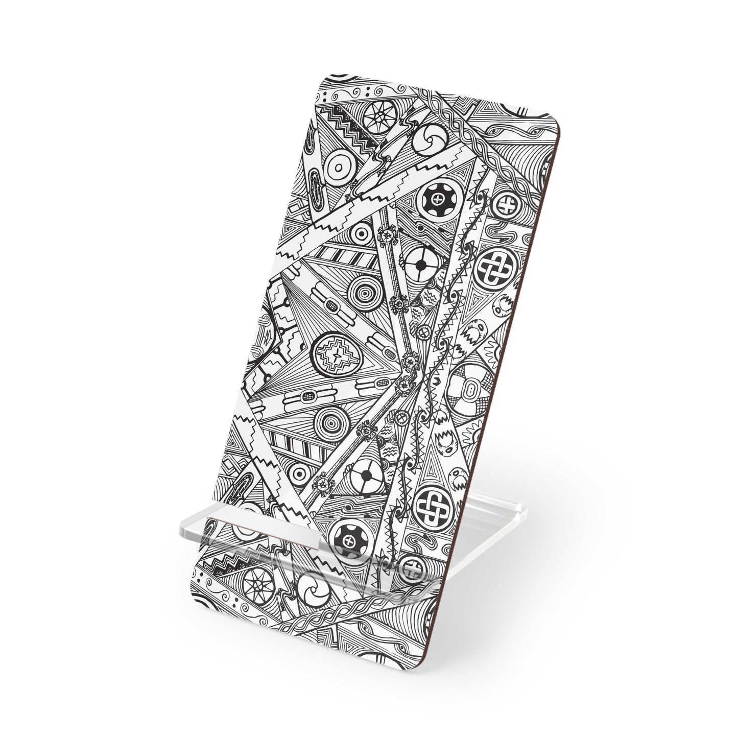 Black and White Tribal Motif, Mobile Display Stand for Smartphones