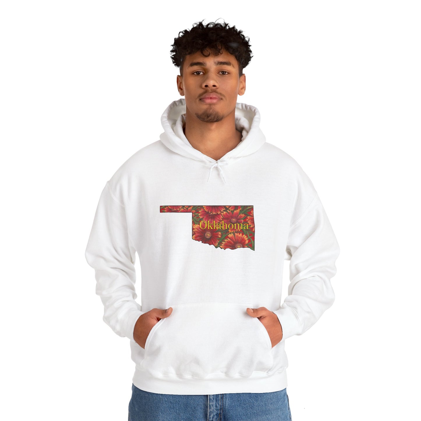 Unisex Heavy Blend™ Hooded Sweatshirt, Oklahoma, Indian Blanket, Oklahoma State Wildflowers