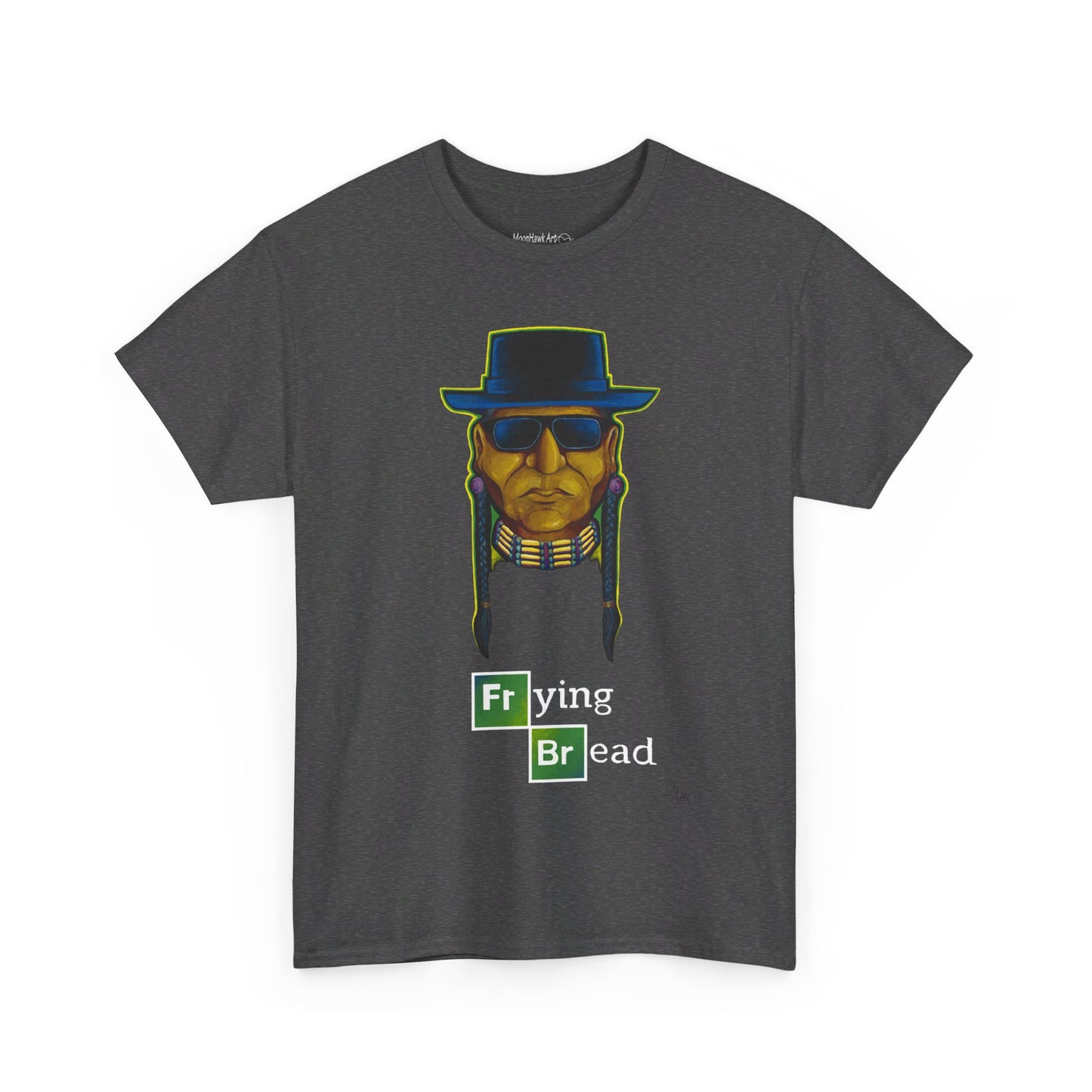Unisex Heavy Cotton Tee, Walter Red, Frying Bread, Native Humor, Indigenous Pop Art