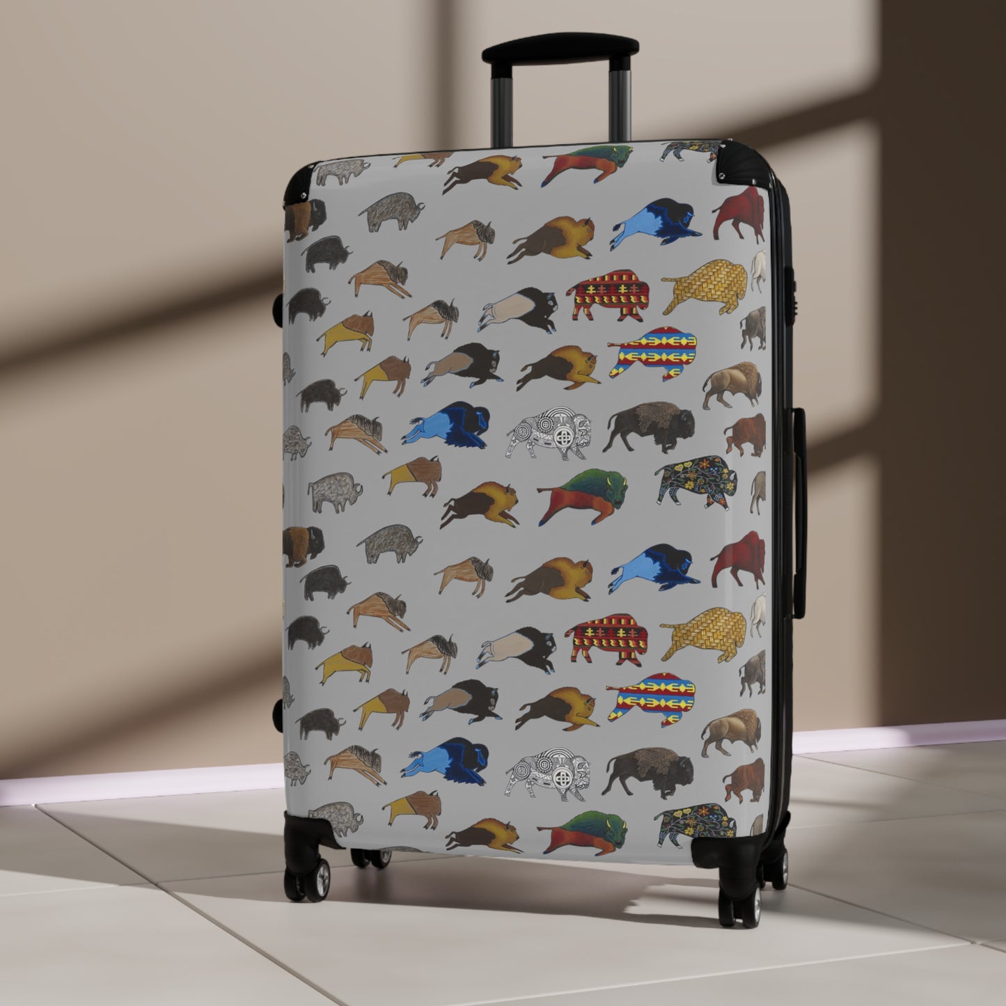 Suitcase, Gray, Bison Transition, Buffalo, Nation American, Luggage, Carry On