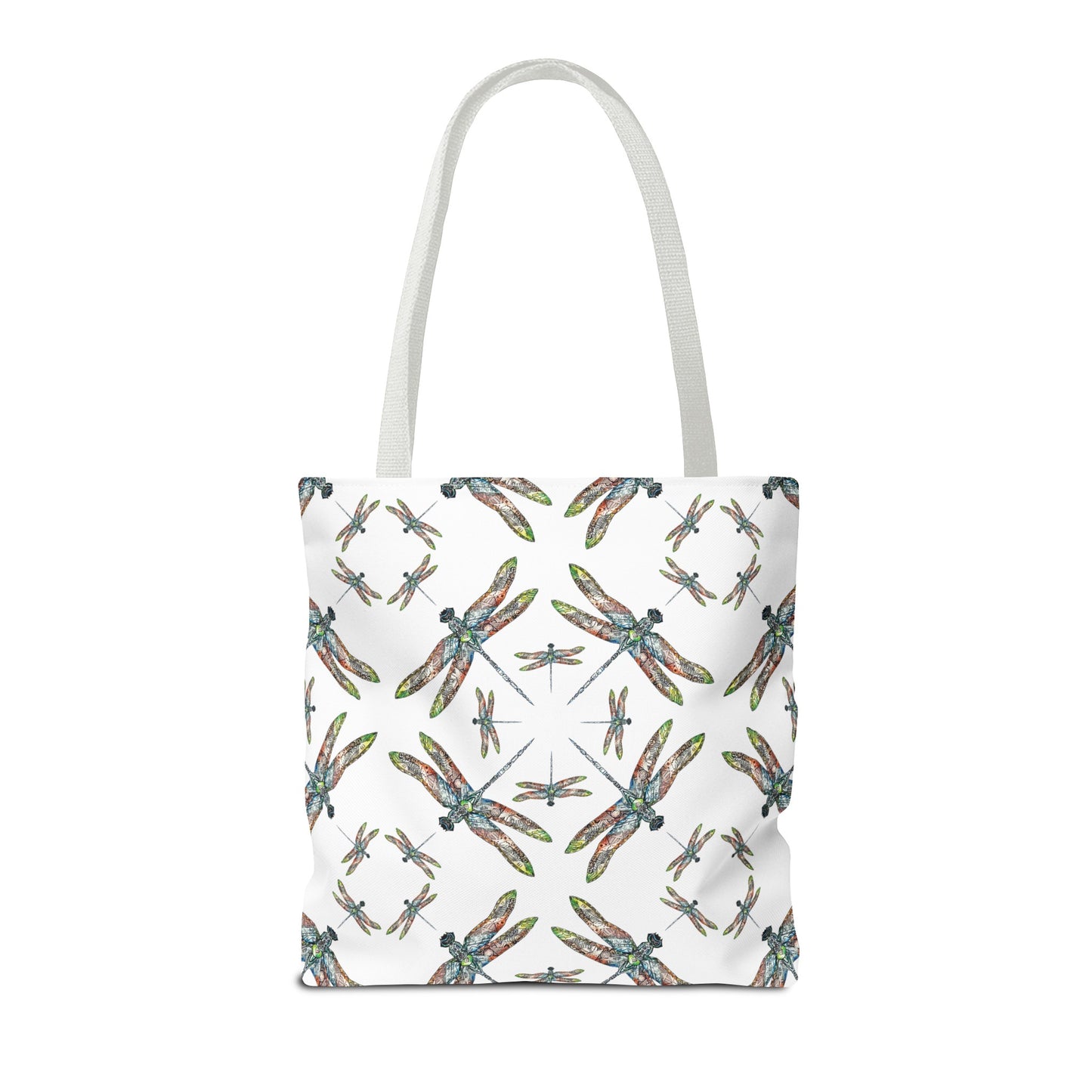 Dragonfly Tote Bag, White, Shoulder bag, Powwow tote, Carry all