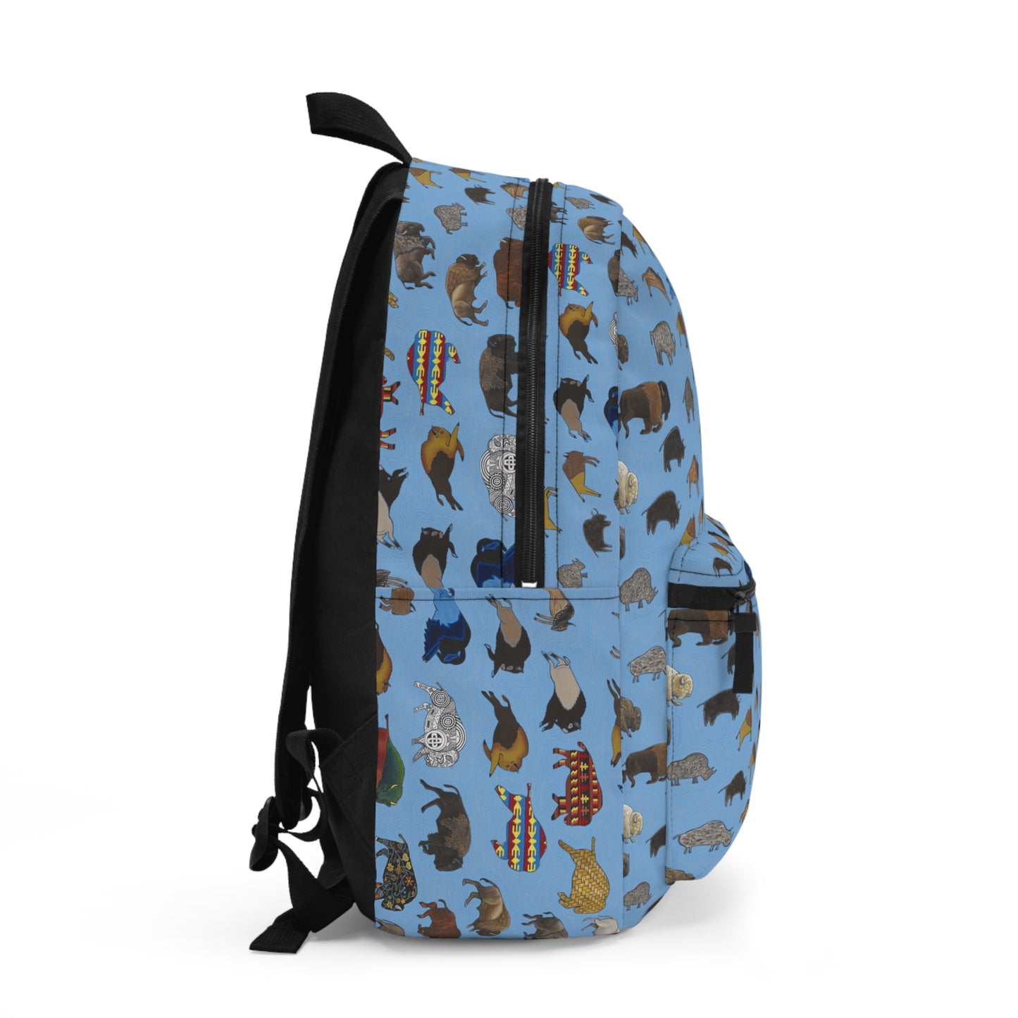 Backpack, Blue, Bison Transition, Buffalo, Native American, Back to School, Camping, Hiking, Travel