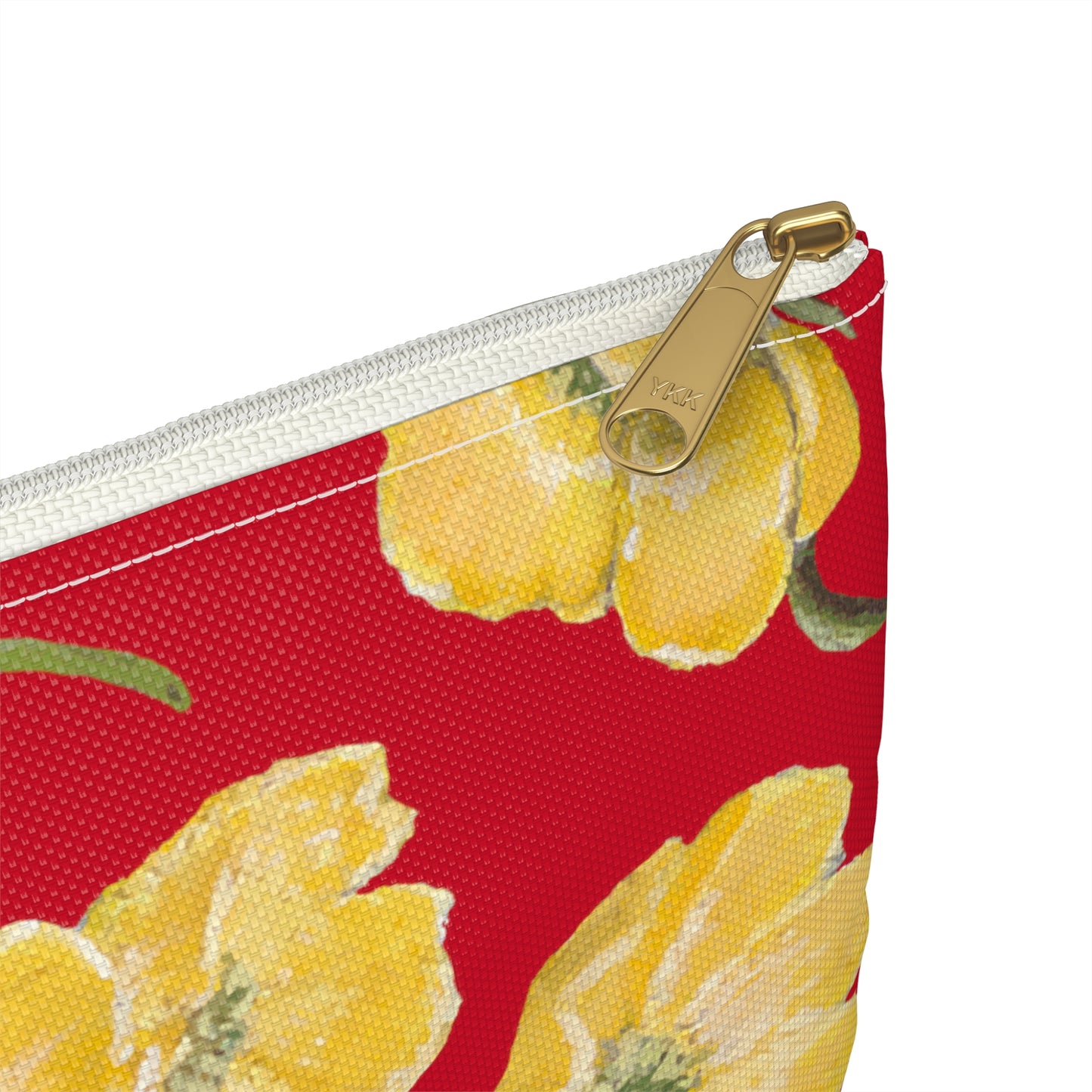 Accessory Pouch, Buttercups, Red Background, Oklahoma Wildflower, Yellow Floral