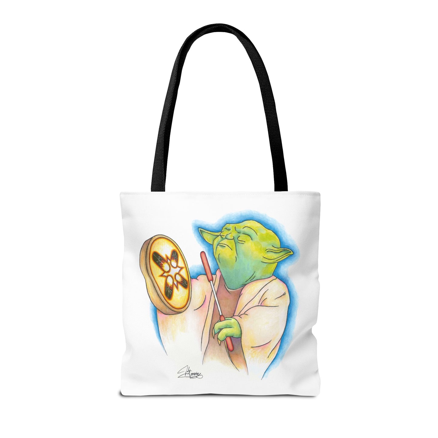 Tote Bag, Alien Playing Native Hand Drum, Native Pop Humor, Native American