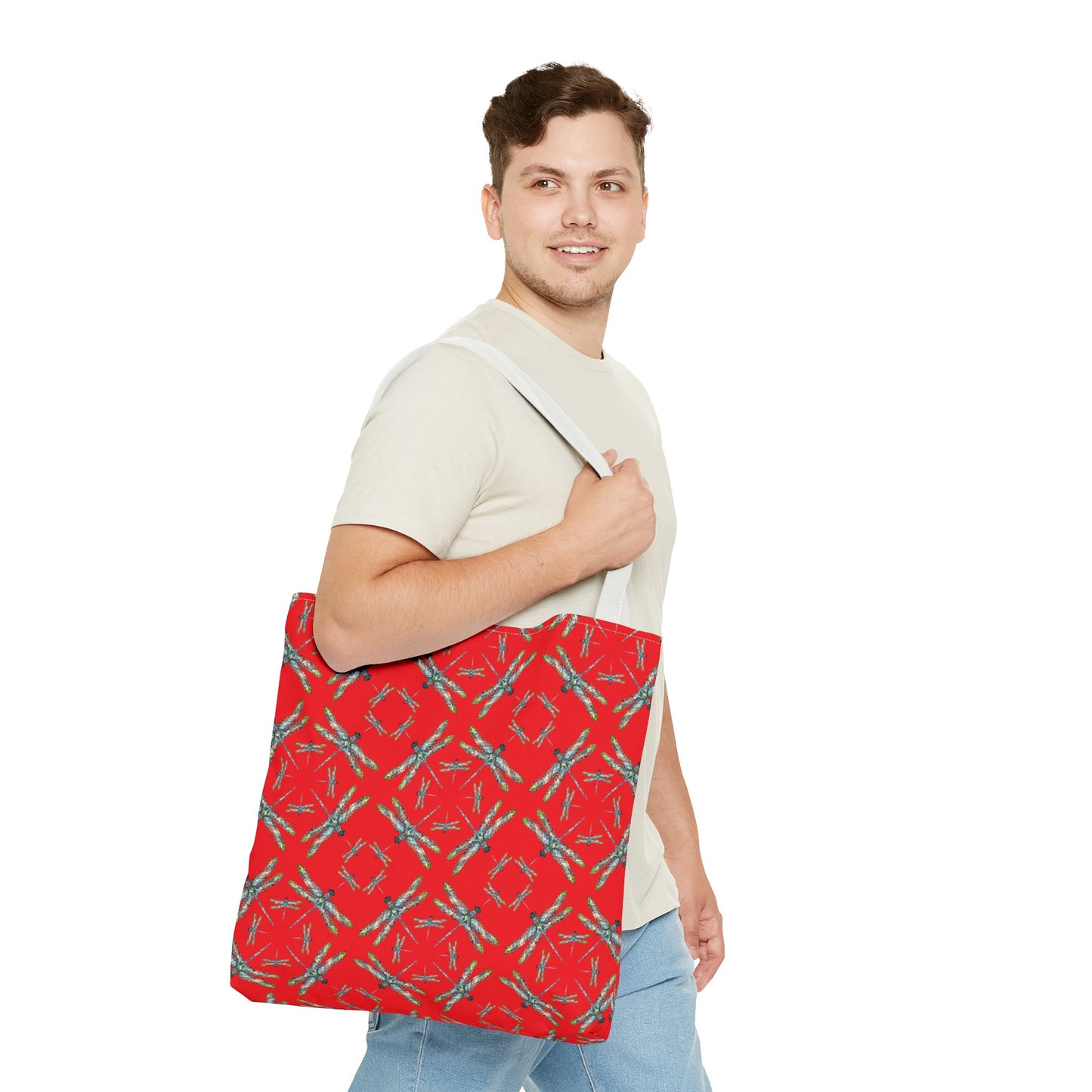 Tote Bag, Dragonfly, Red, Native American Design