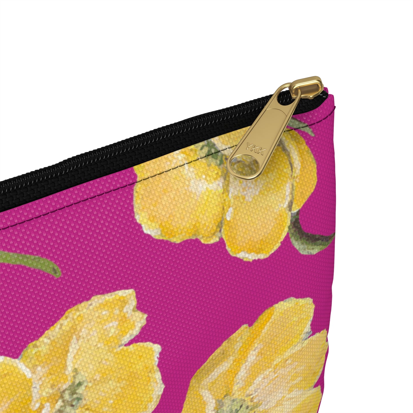 Accessory Pouch, Buttercups, Hot Pink Background, Oklahoma Wildflower, Yellow Floral