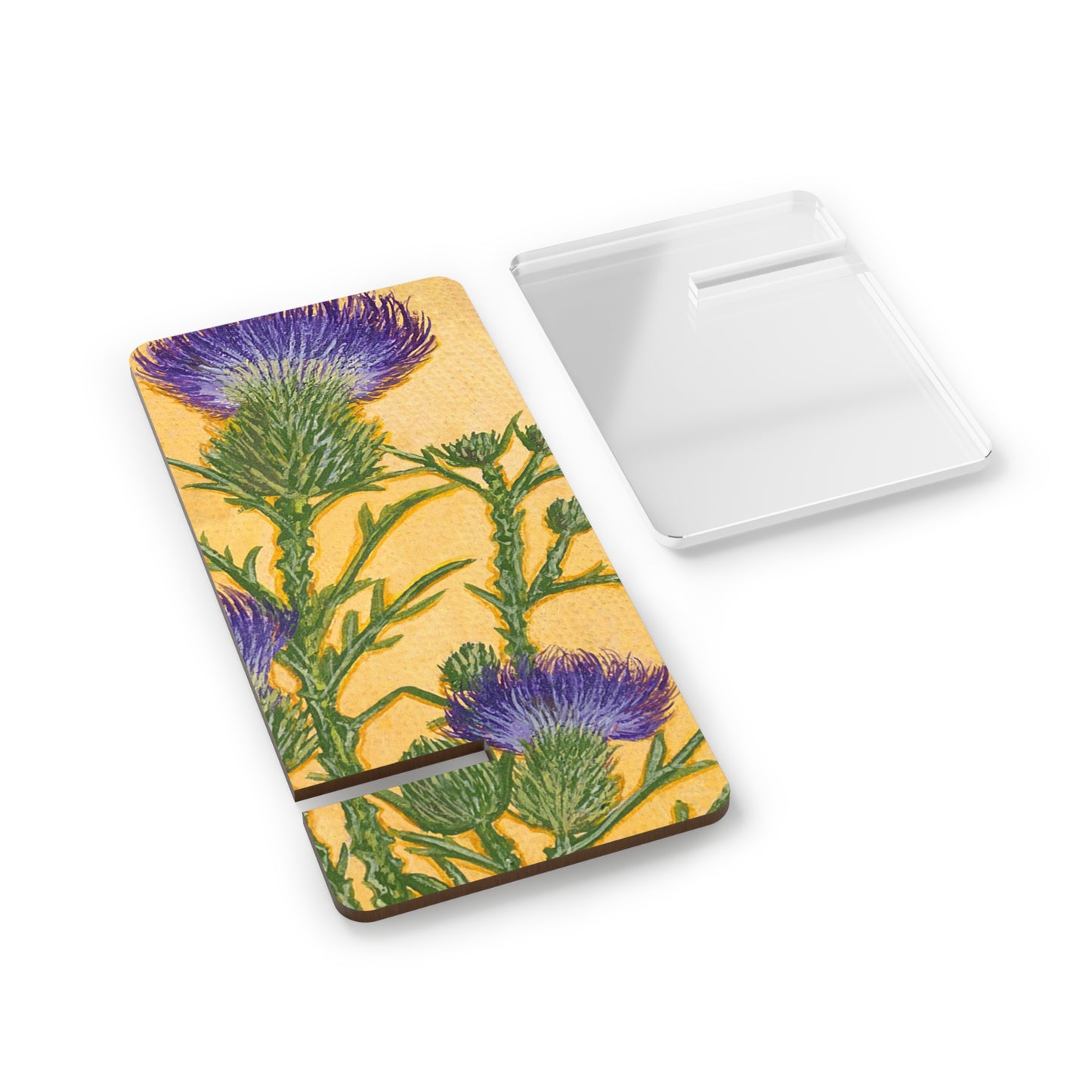 Mobile Display Stand for Smartphones, Purple Thistle, Oklahoma Wildflower, Wild Flower Art, Cell Phone Holder