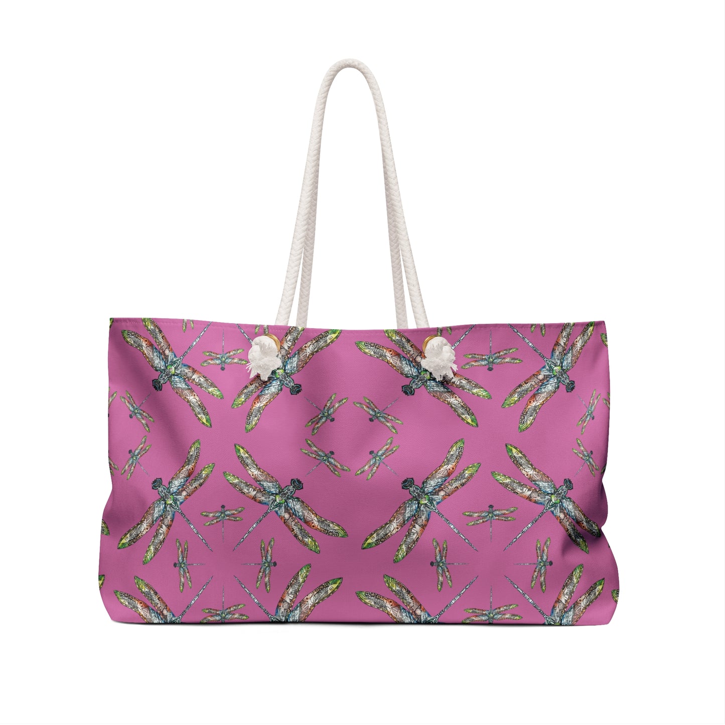 Dragonfly Weekender Bag, Pink, Oversized tote, Beach tote, Powwow bag, Carry all, Native American design