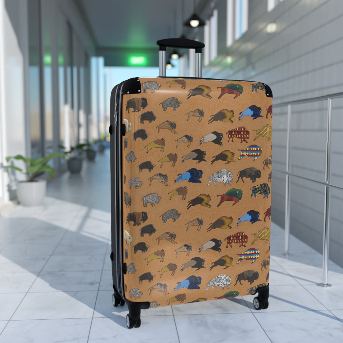 Suitcase, Brown, Bison Transition, Buffalo, Native American, Luggage, Carry On