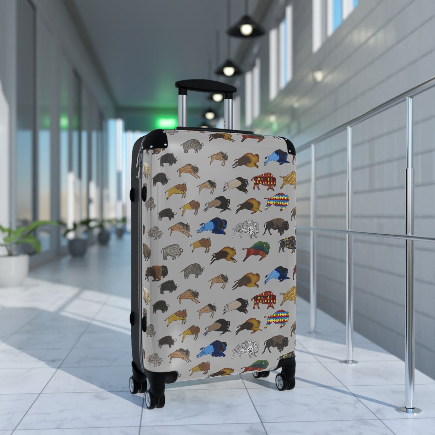 Suitcase, Gray, Bison Transition, Buffalo, Nation American, Luggage, Carry On