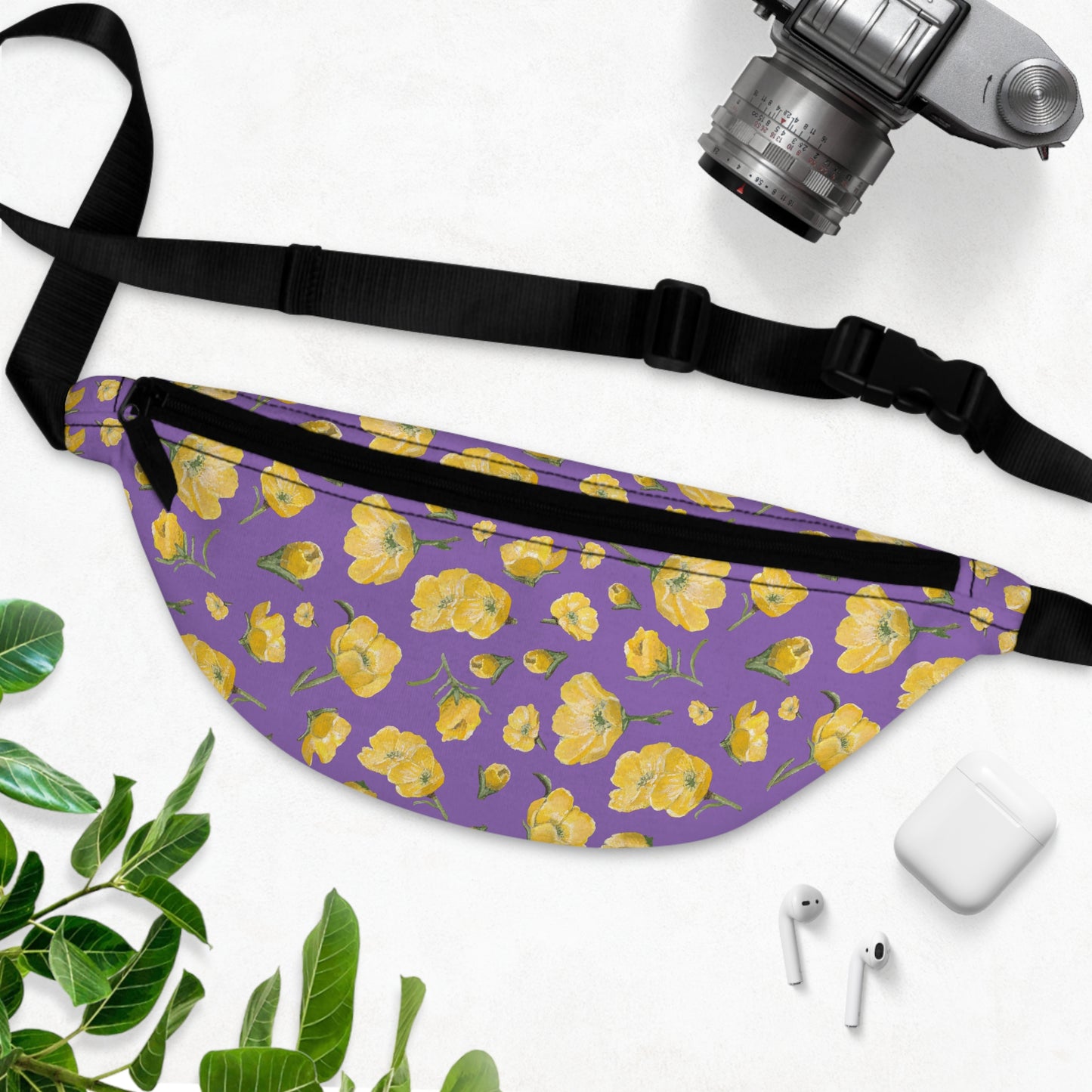 Fanny Pack, Purple, Buttercups, Wildflowers, Yellow Floral, Oklahoma