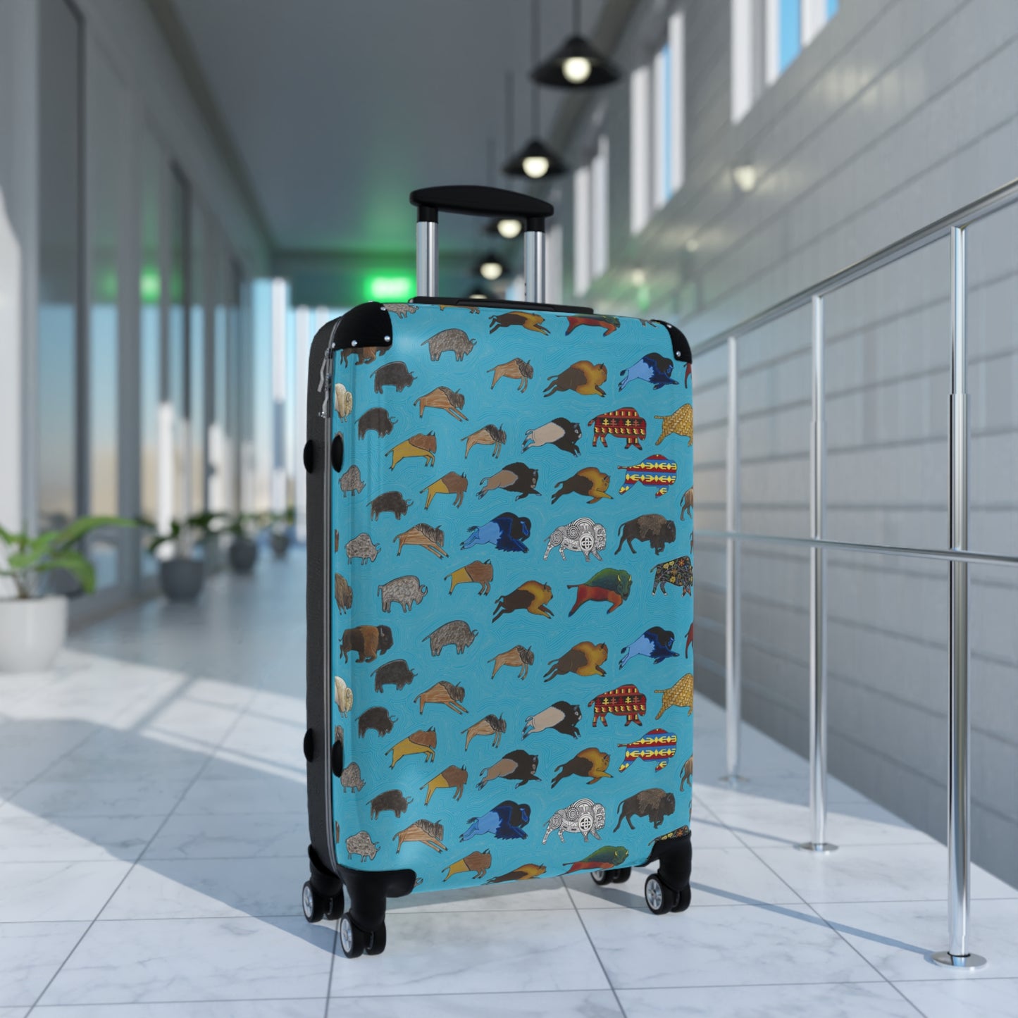 Suitcase, Turquoise Color, Bison Transition, Buffalo, Native American, Luggage, Carry On