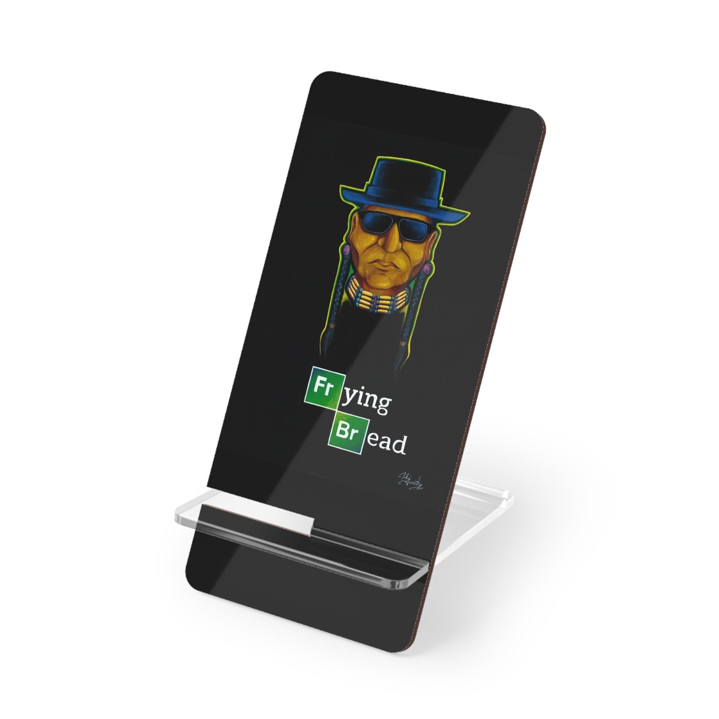 Mobile Display Stand for Smartphones, Walter Red, Frying Bread, Native Humor, Native American, Native Pop Art
