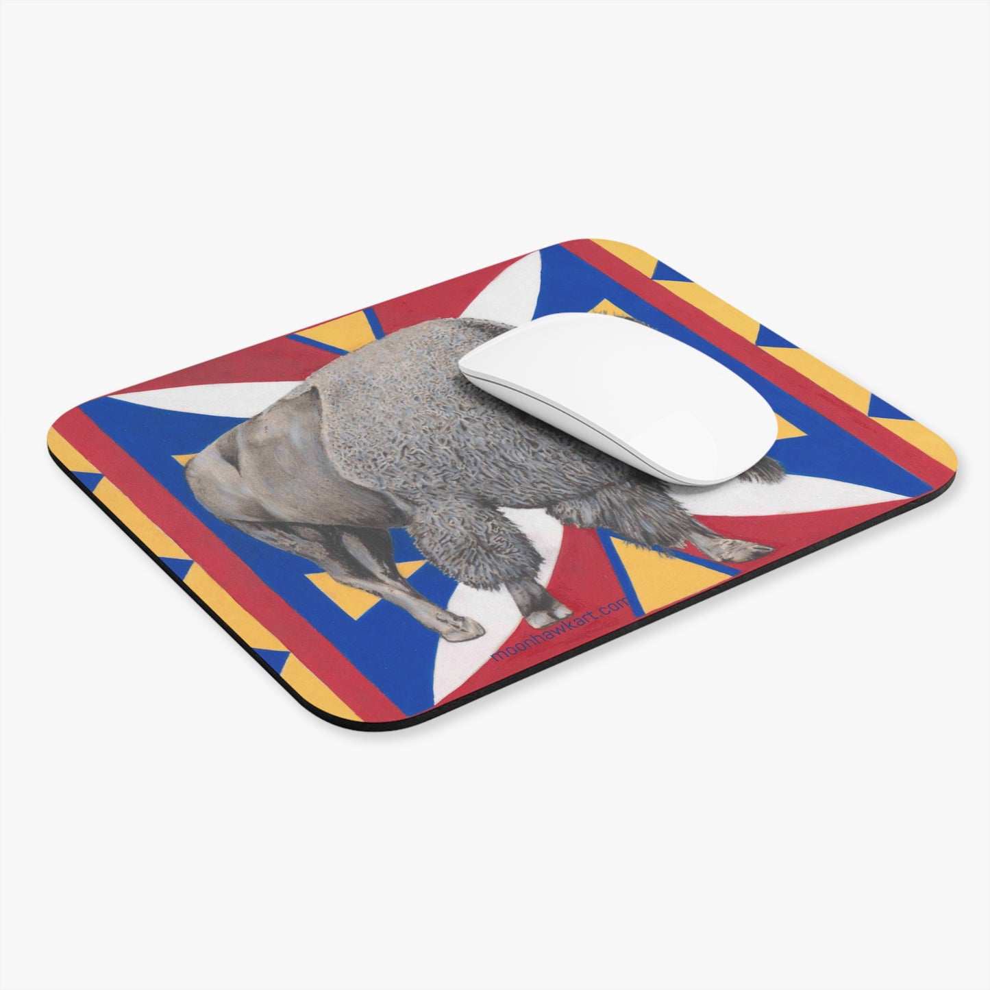 Mouse Pad (Rectangle), Native Bison, Buffalo, Parflech Design, Native American
