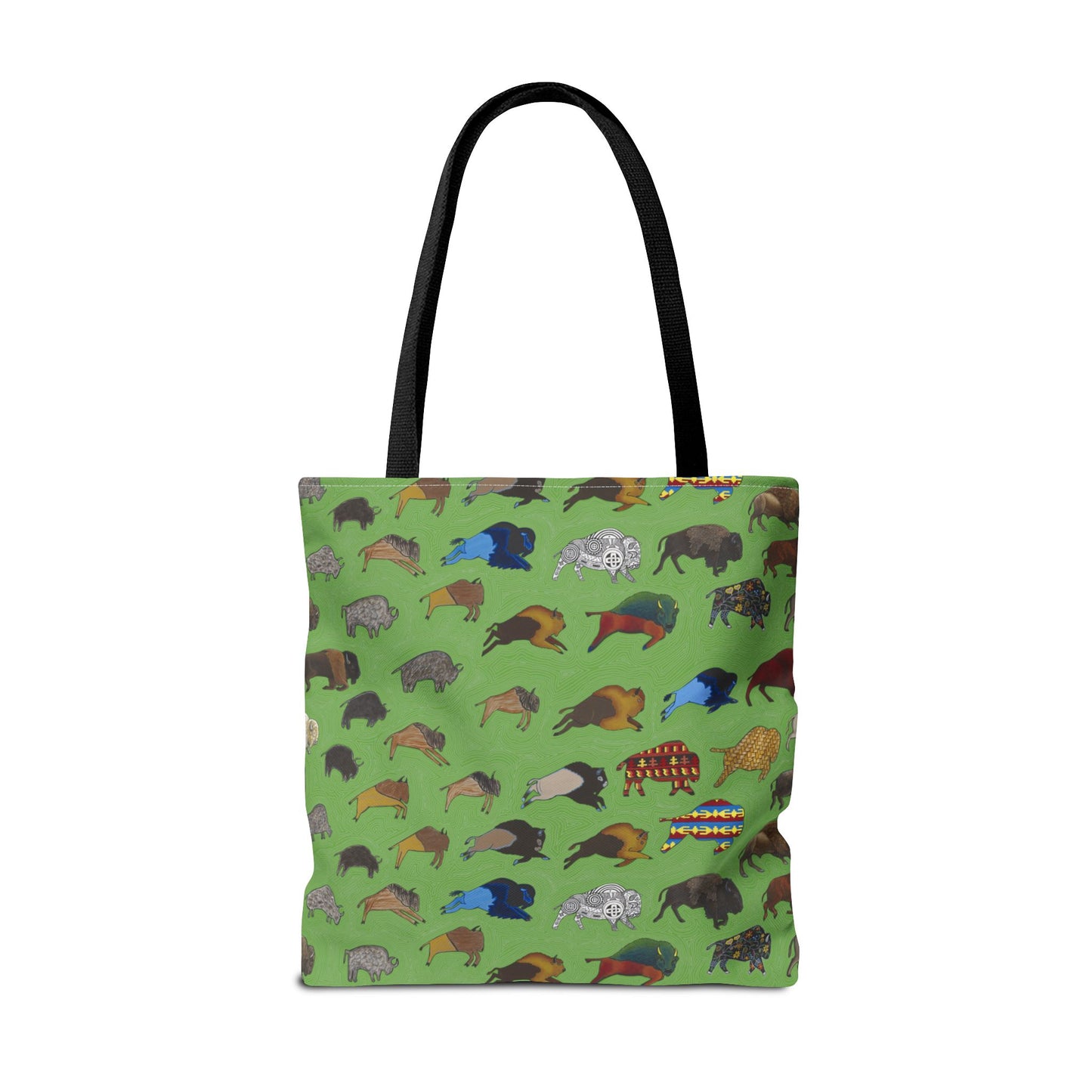 Tote Bag, Green, Bison Transition, Buffalo, Native American
