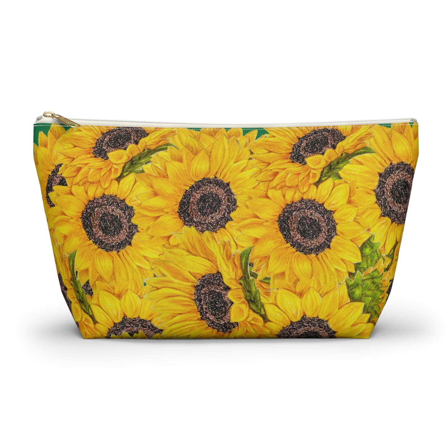 Accessory Pouch w T-bottom, Sunflower Theme, Oklahoma Wildflowers, Yellow Floral, Sunflower Art