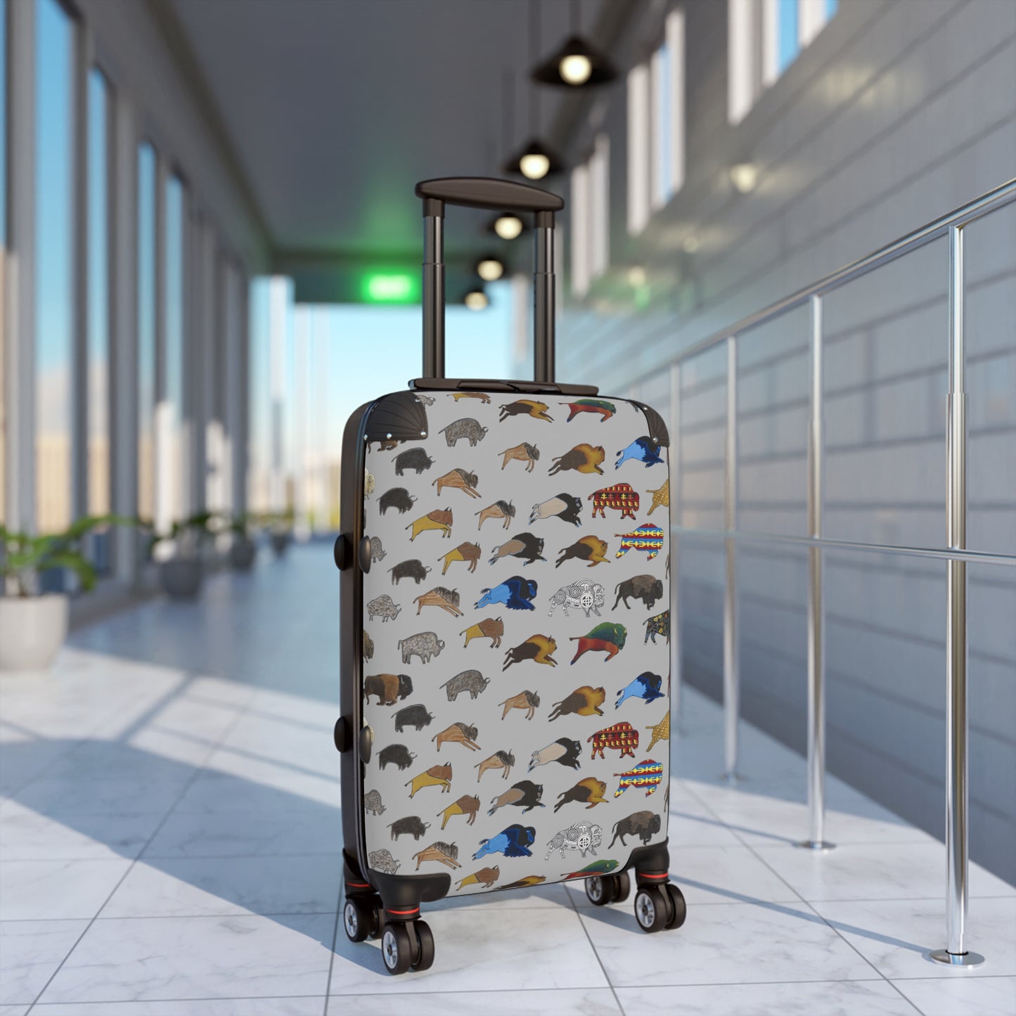 Suitcase, Gray, Bison Transition, Buffalo, Nation American, Luggage, Carry On