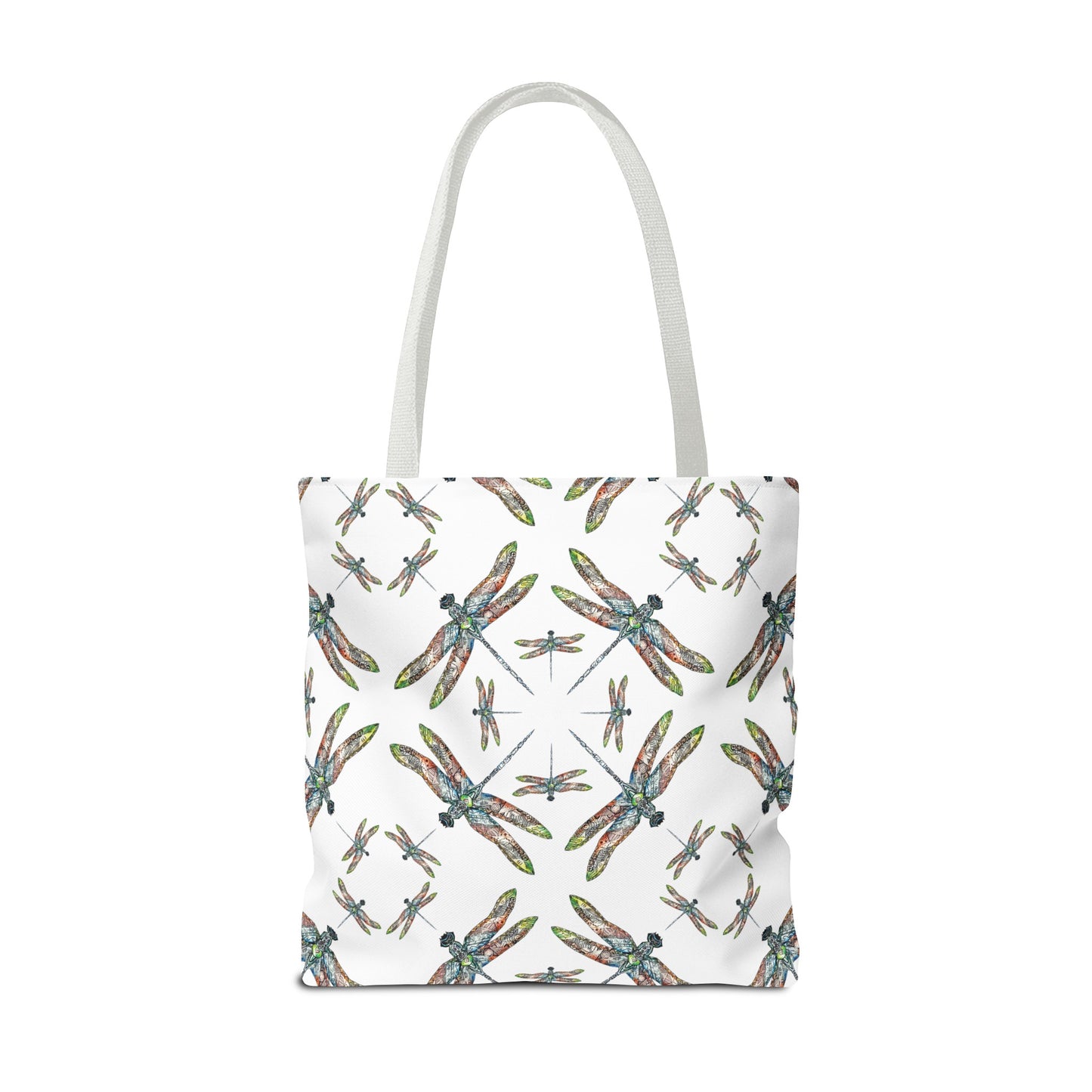 Dragonfly Tote Bag, White, Shoulder bag, Powwow tote, Carry all