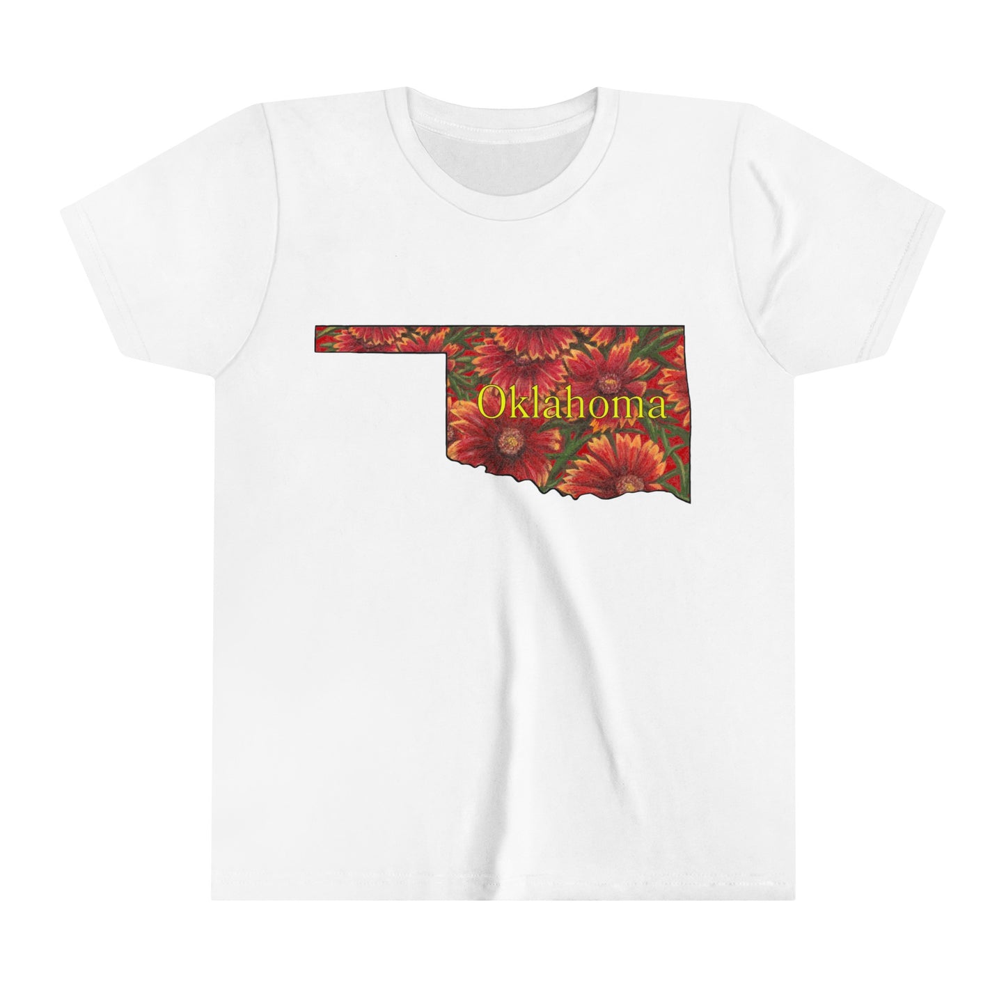 Indian Blanket , Youth Short Sleeve Tee, Oklahoma State Wildflower, Native wildflower, floral design