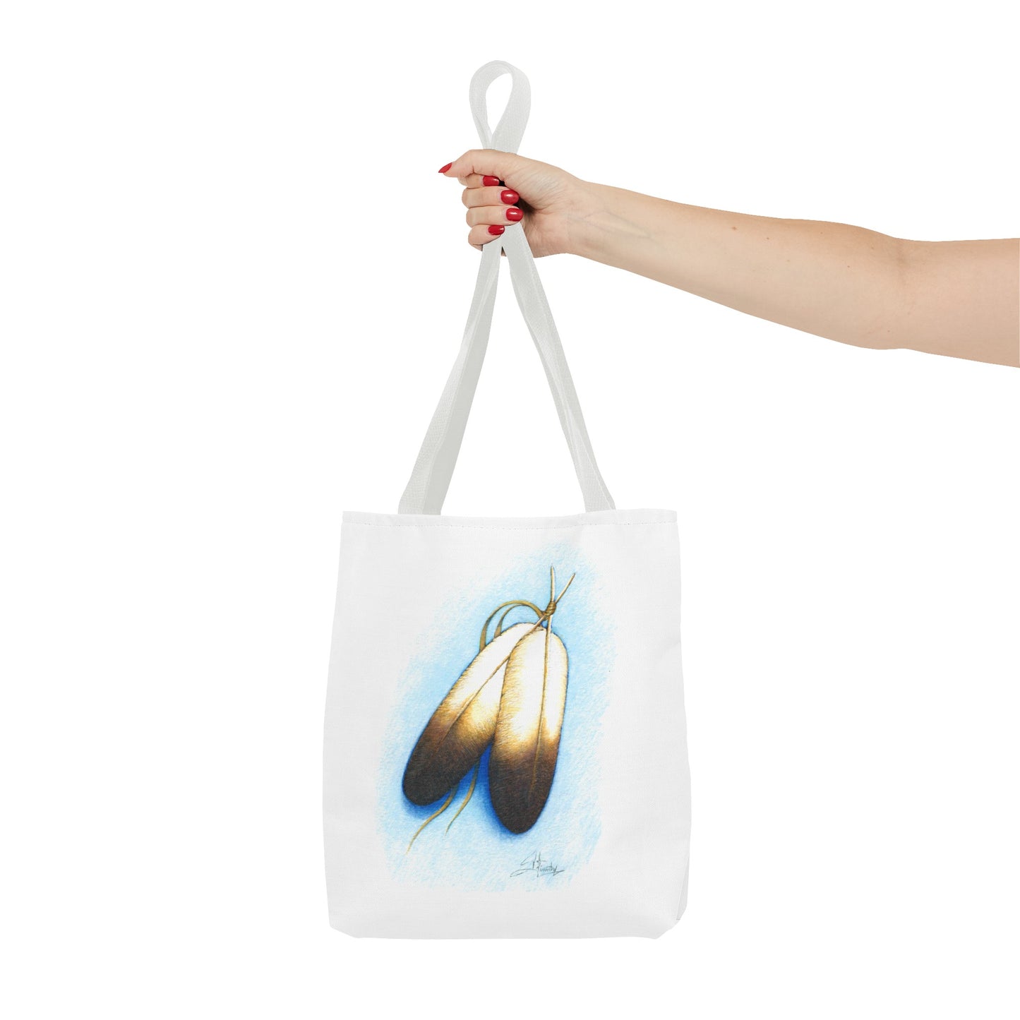 Double Feather Tote Bag, Native American design, book bag, powwow tote bag
