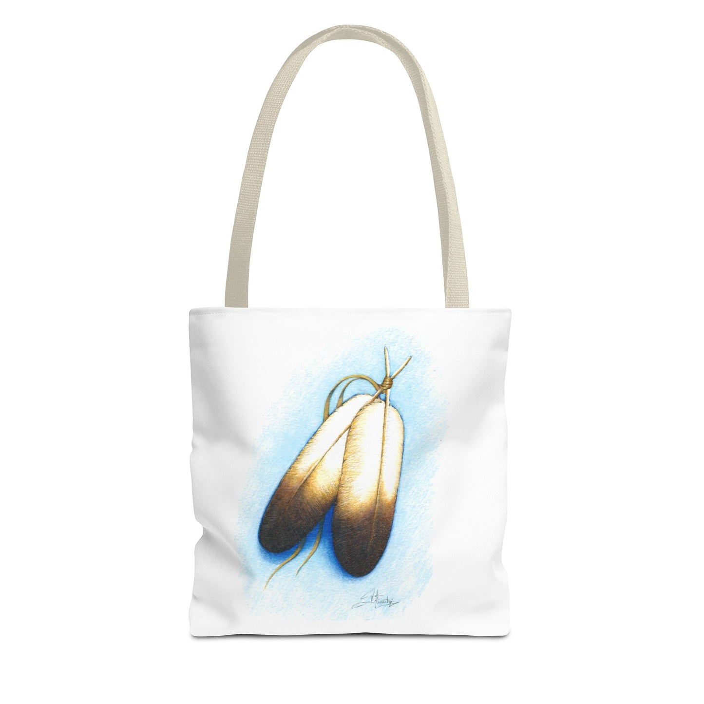 Double Feather Tote Bag, Native American design, book bag, powwow tote bag