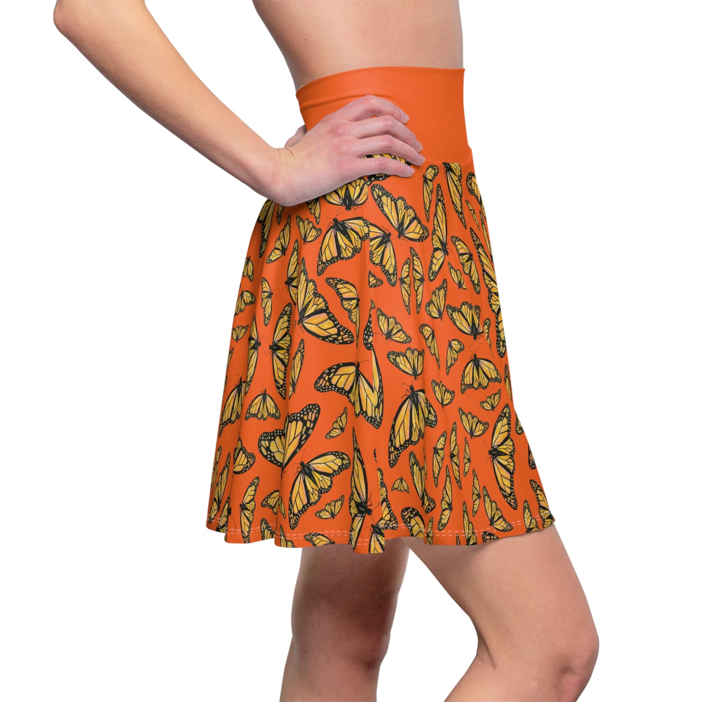 Women's Skater Skirt, Monarch, Orange Background, Butterfly, Kamama