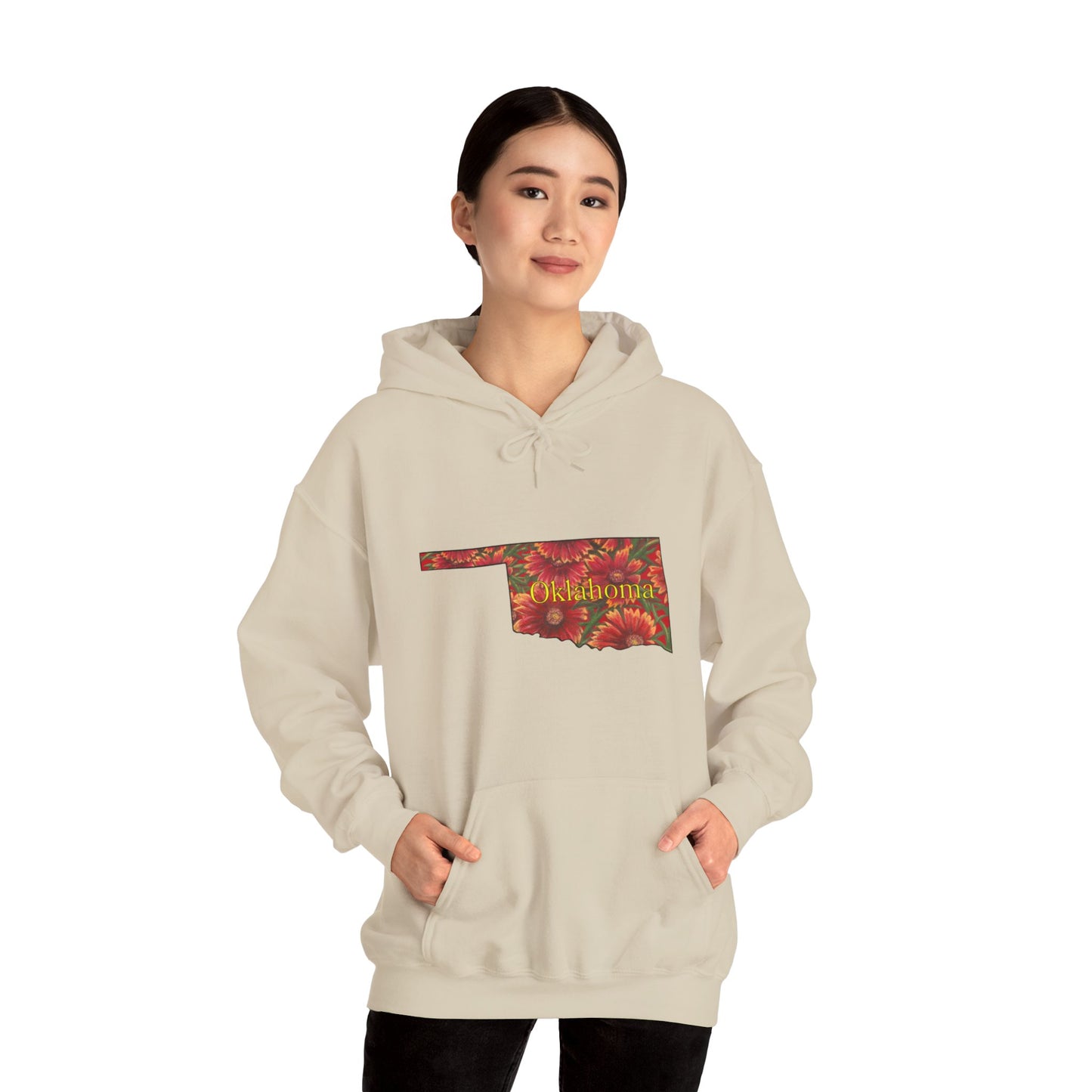 Unisex Heavy Blend™ Hooded Sweatshirt, Oklahoma, Indian Blanket, Oklahoma State Wildflowers