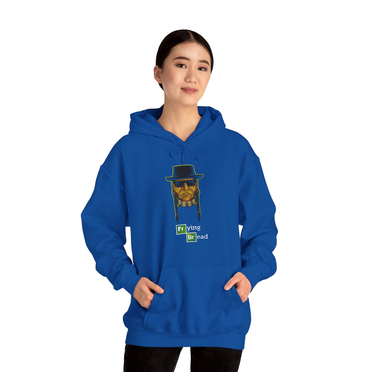 Unisex Heavy Blend™ Hooded Sweatshirt, Walter Red, Frying Bread, Native American, Pop Art, Native Humor