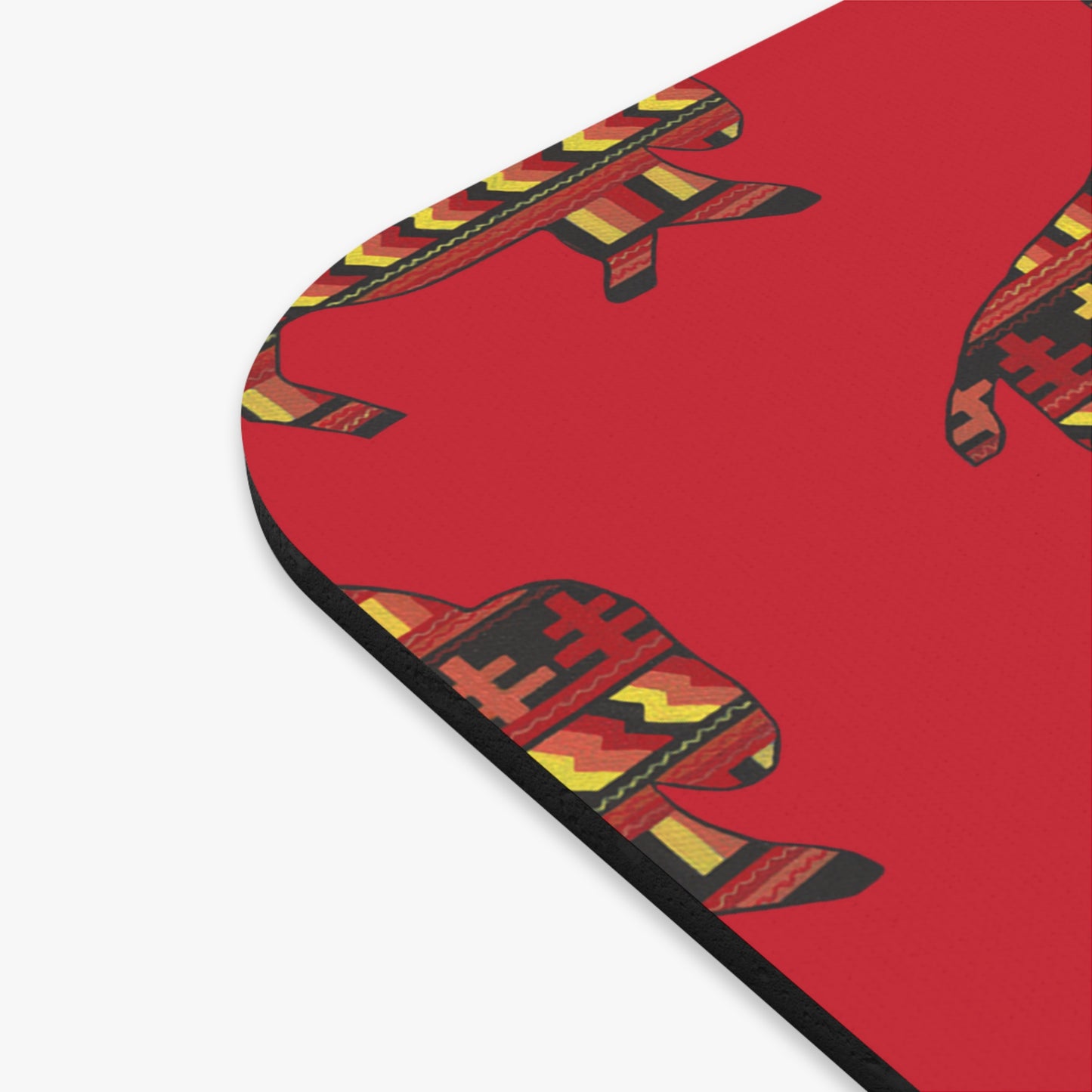 Mouse Pad, Red, Seminole Design, Bison, Buffalo, Native American