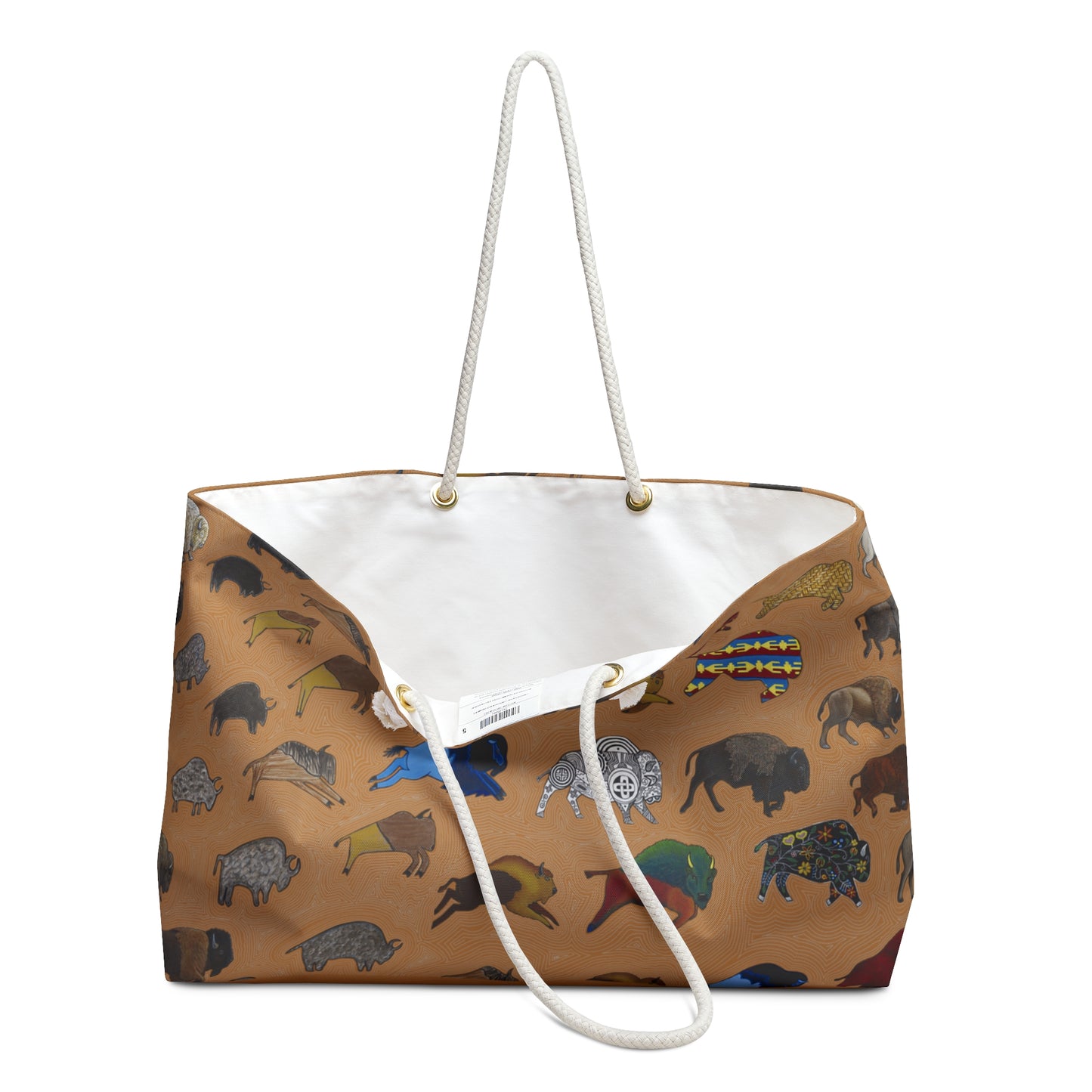 Weekender Bag, Brown, Bison Transition, Buffalo, Native American, PowWow Tote