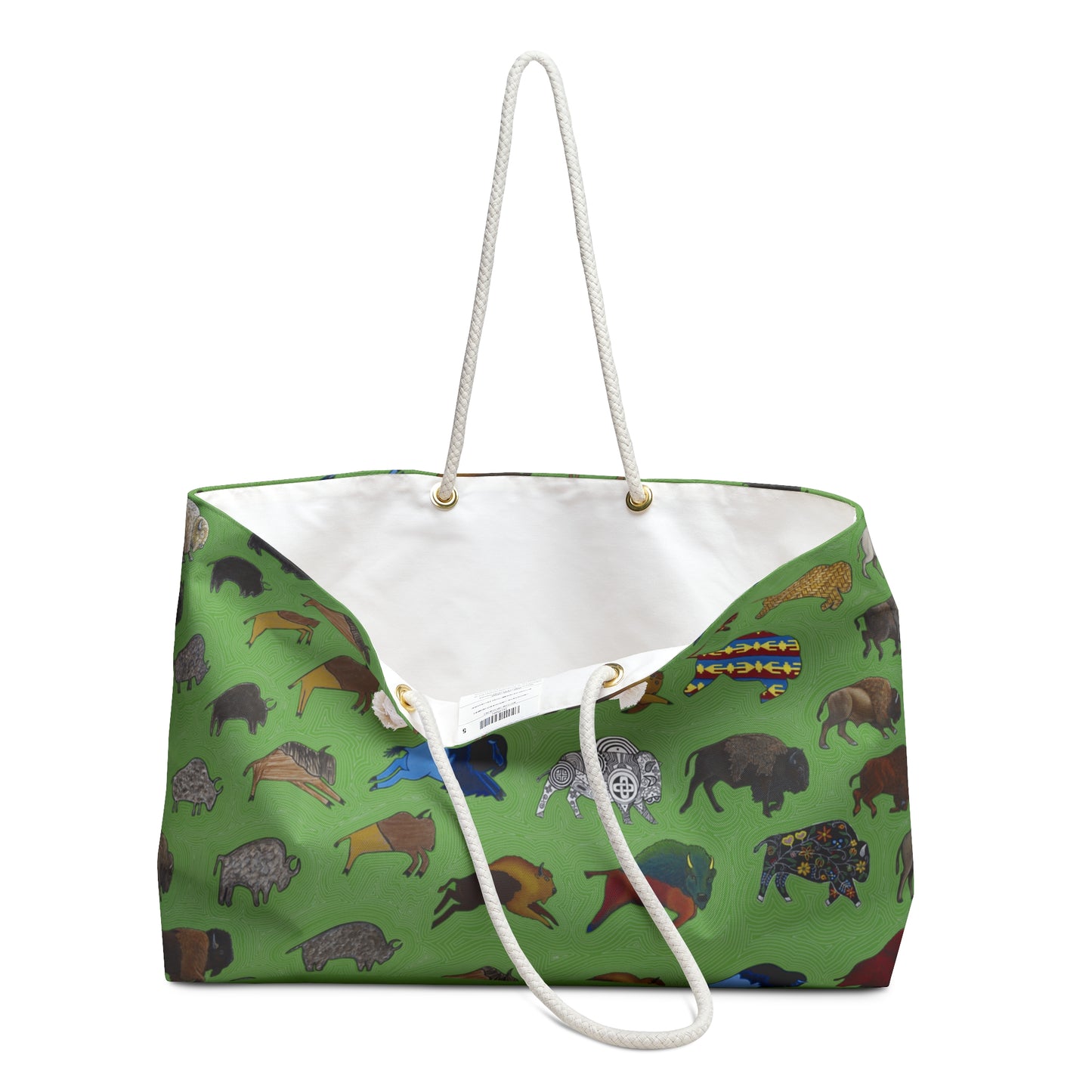 Weekender Bag, Green, Bison Transition, Buffalo, Native American, PowWow Tote