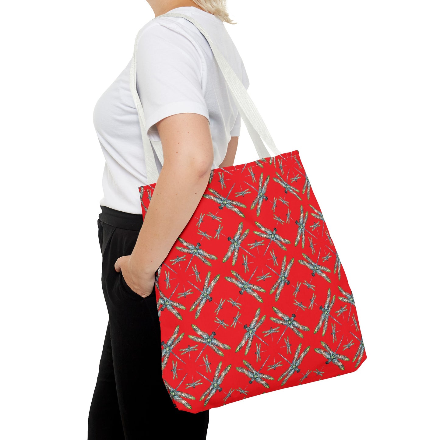 Tote Bag, Dragonfly, Red, Native American Design