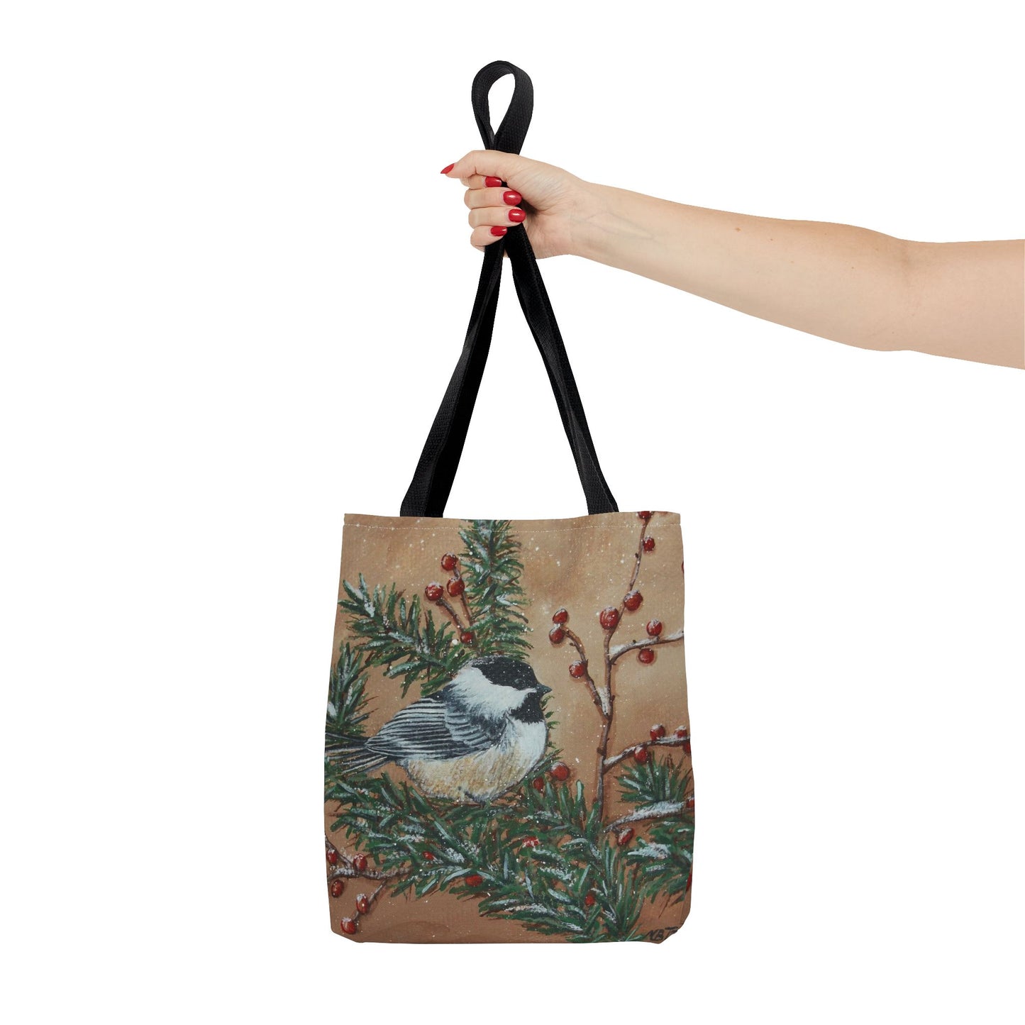 Tote Bag, Chickadee, Winter Berries, Art Carrying Bag
